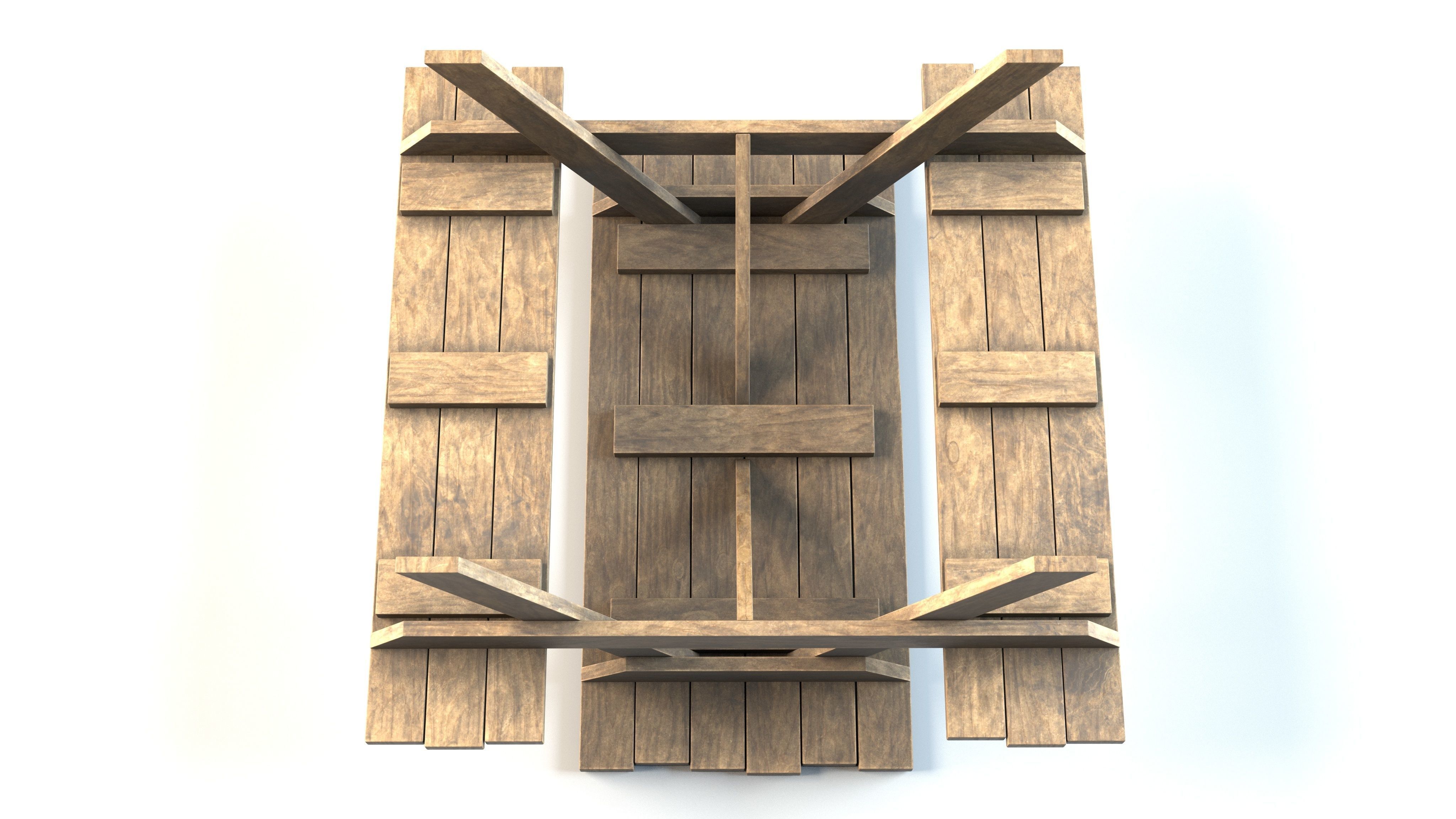 Picnic Table Low-poly 3D model_5