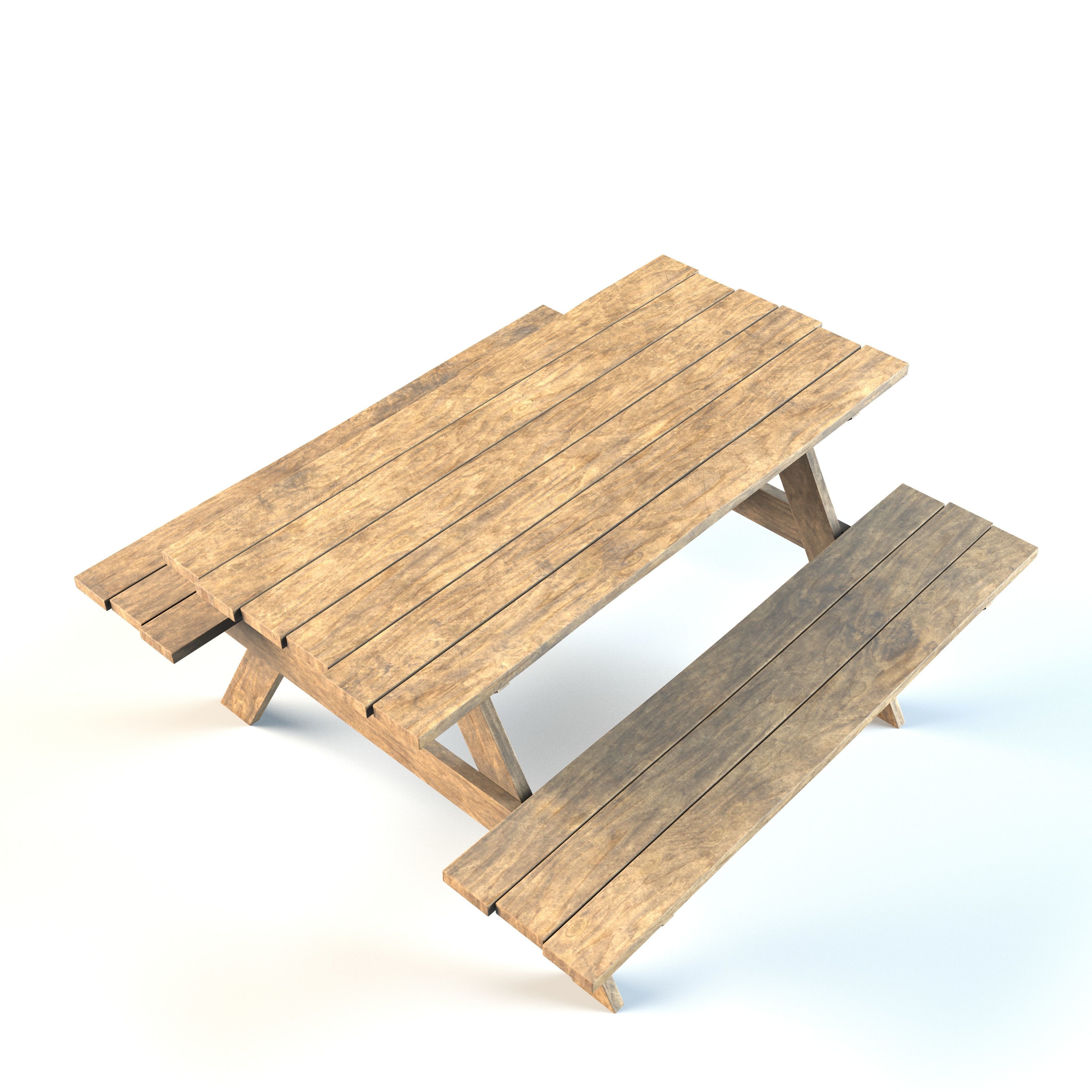 Picnic Table Low-poly 3D model_3