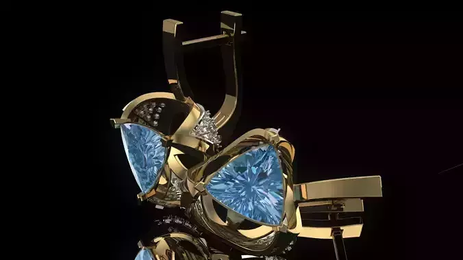 Jewelry earrings with trillion gems and diamonds