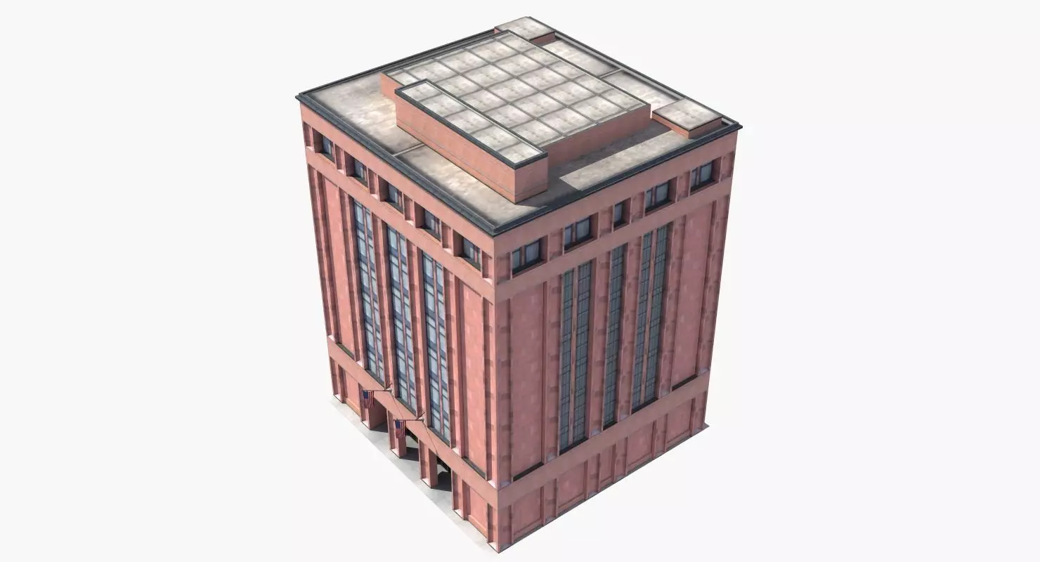 Office Library Building Low-poly 3D model_0