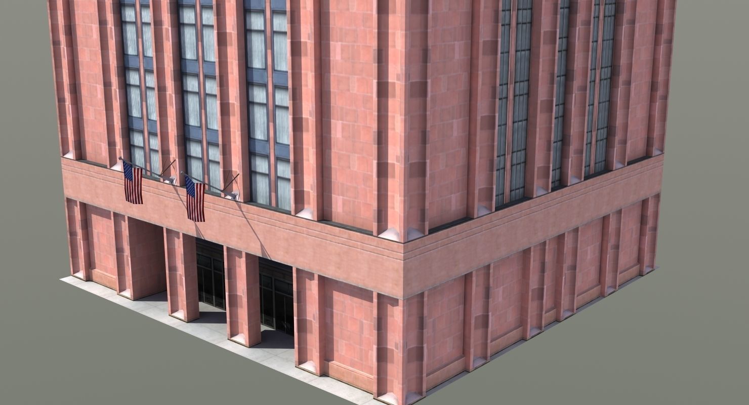 Office Library Building Low-poly 3D model_7