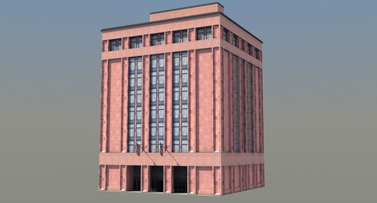 Office Library Building Low-poly 3D model_1