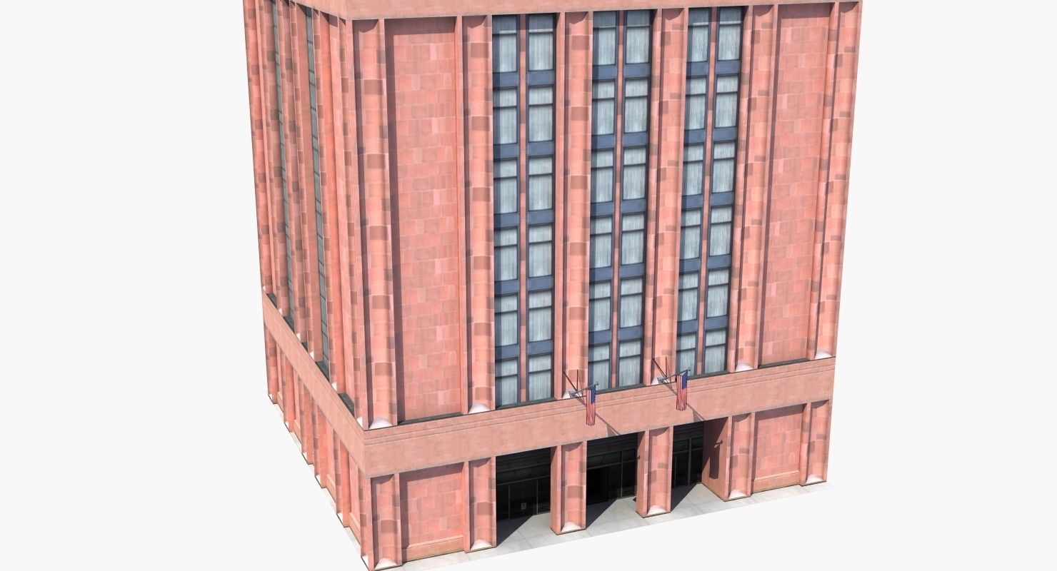 Office Library Building Low-poly 3D model_16
