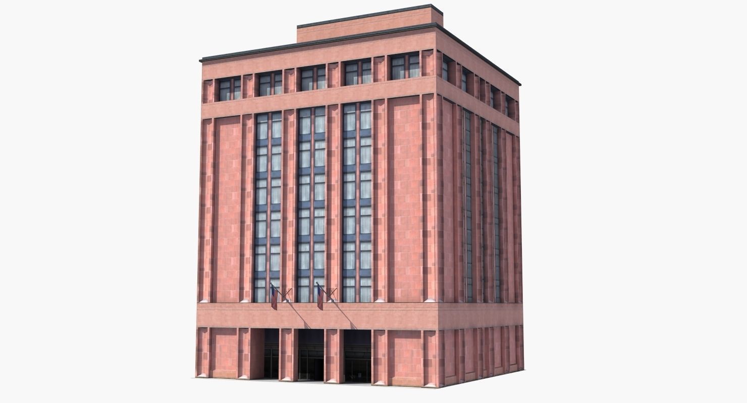 Office Library Building Low-poly 3D model_10