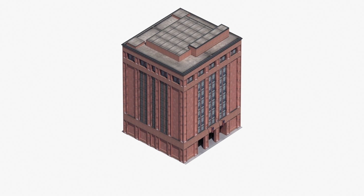 Office Library Building Low-poly 3D model_46