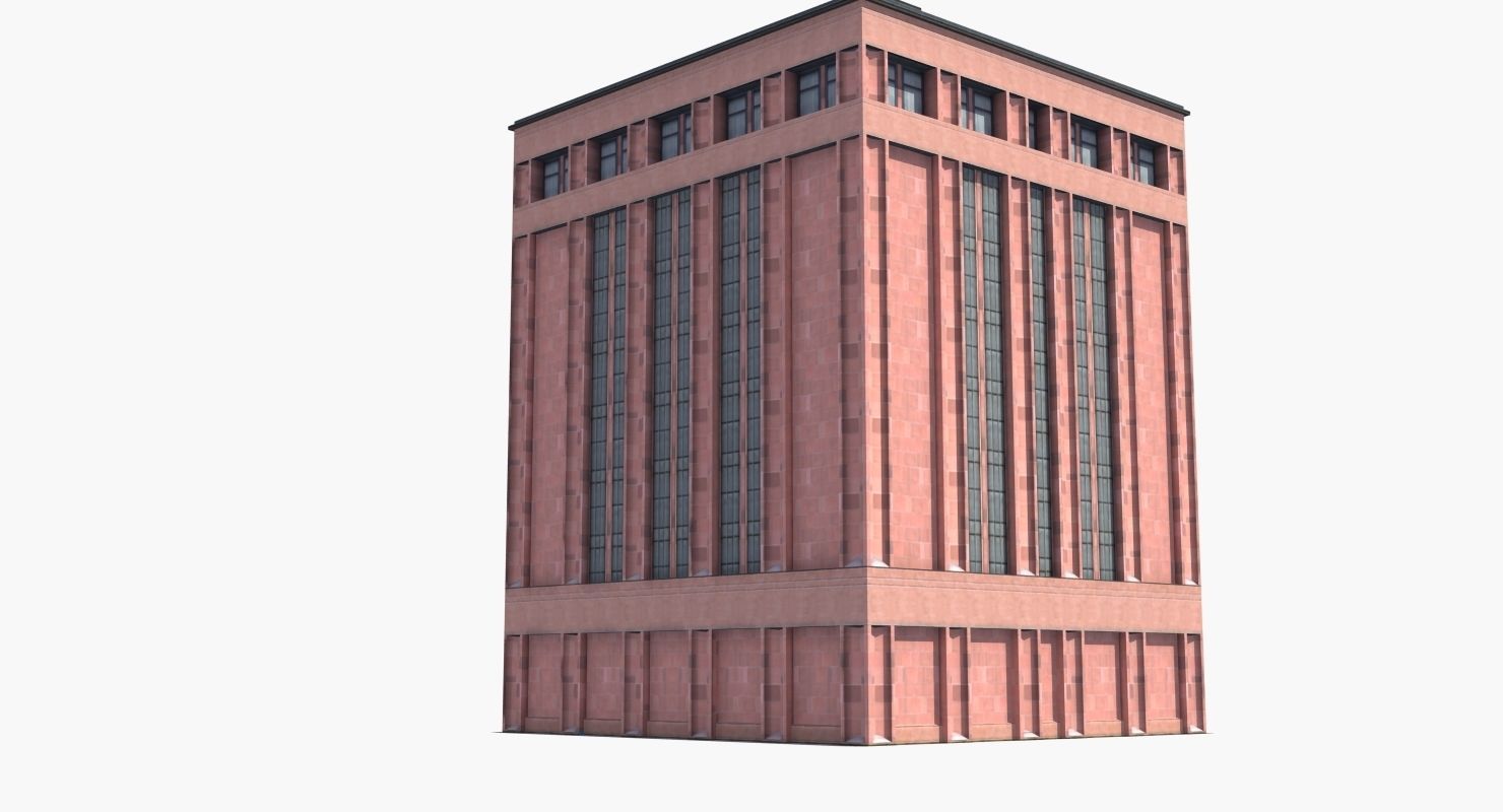 Office Library Building Low-poly 3D model_9