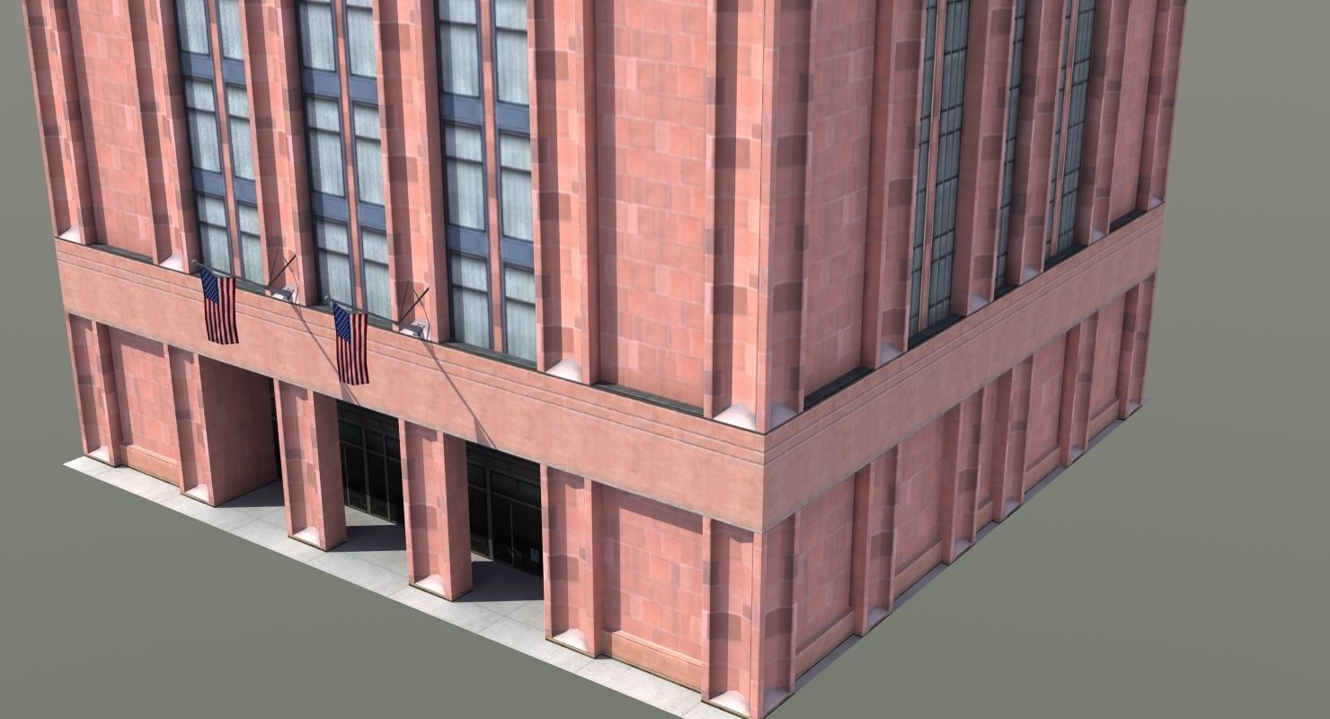 Office Library Building Low-poly 3D model_4