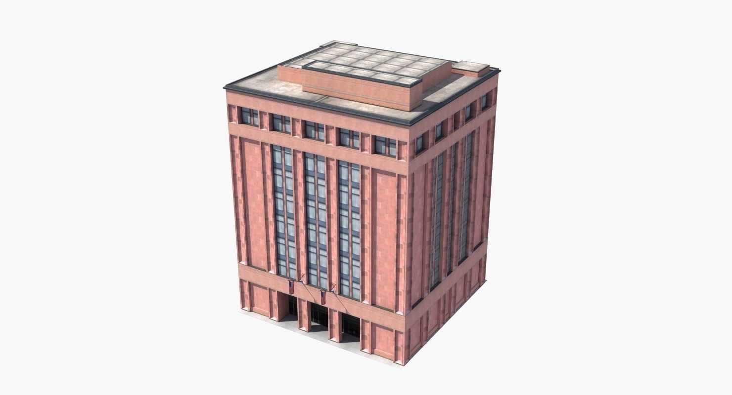 Office Library Building Low-poly 3D model_6