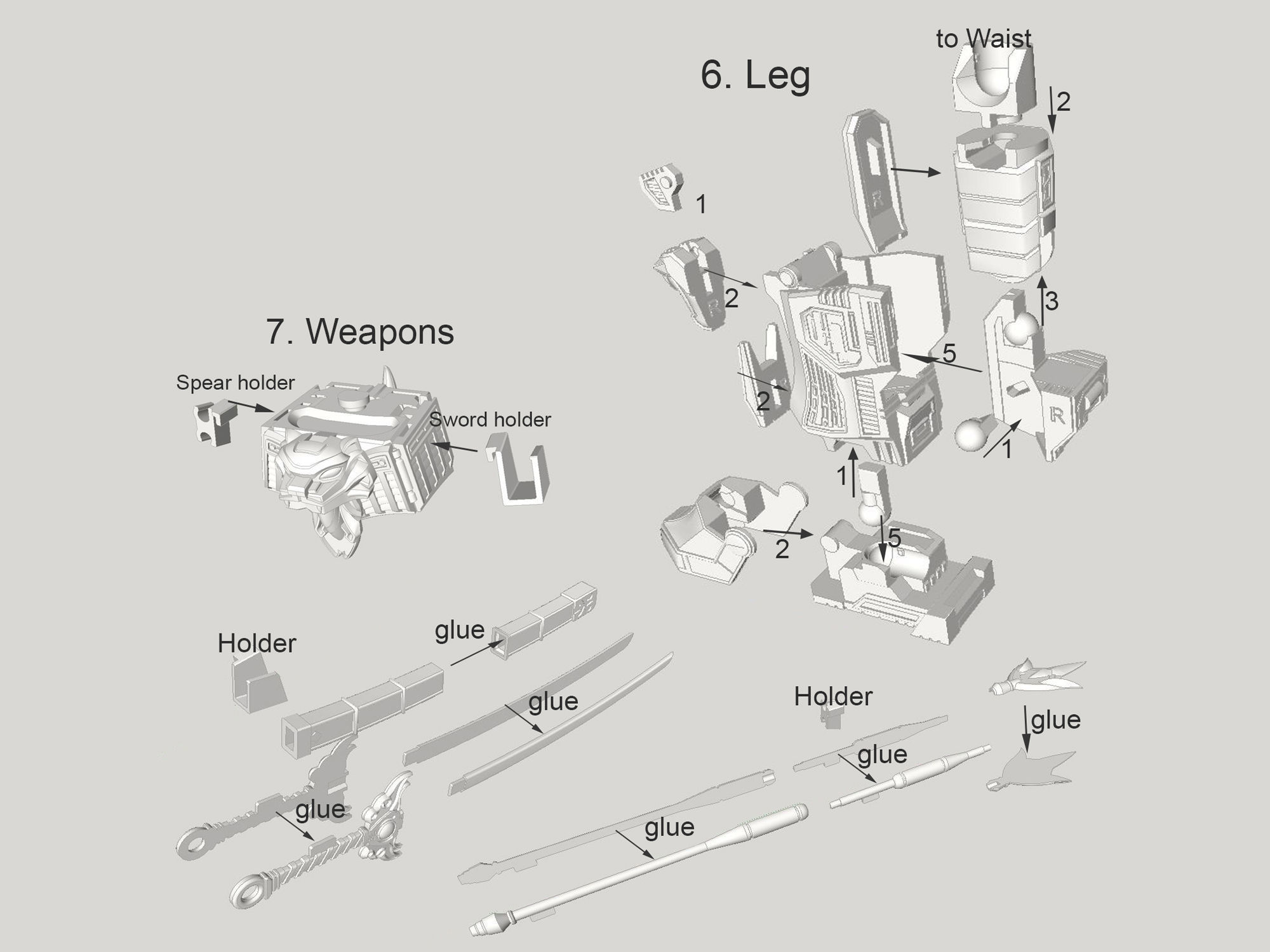 3D Printable Power Robot not Dino Megazord -No Supports Free 3D print model_13