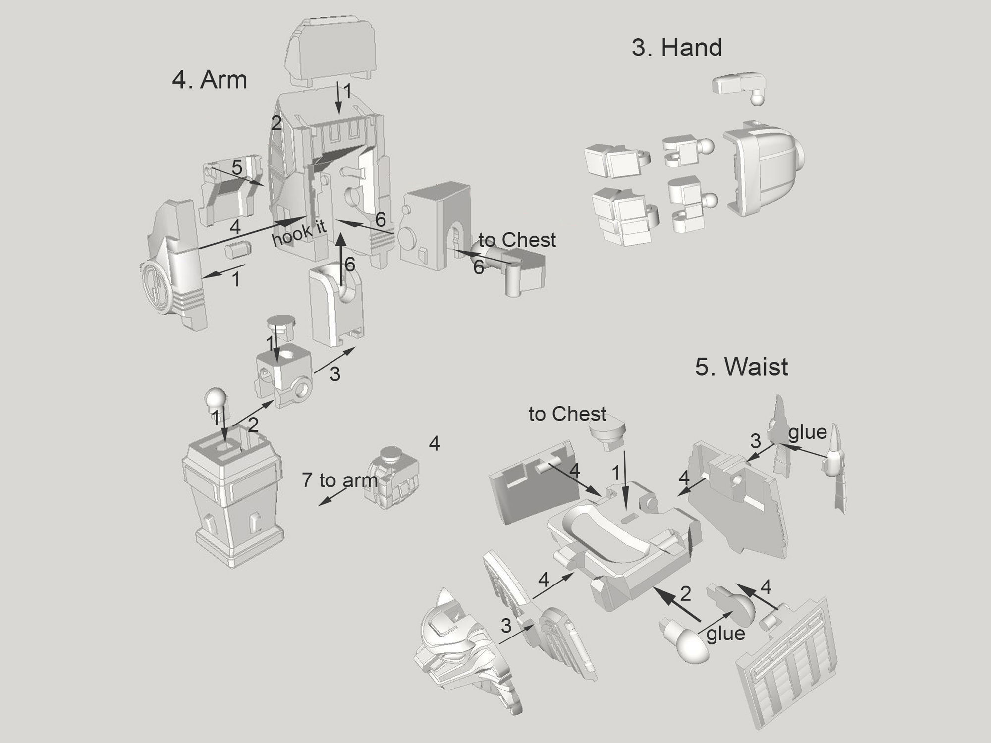 3D Printable Power Robot not Dino Megazord -No Supports Free 3D print model_16