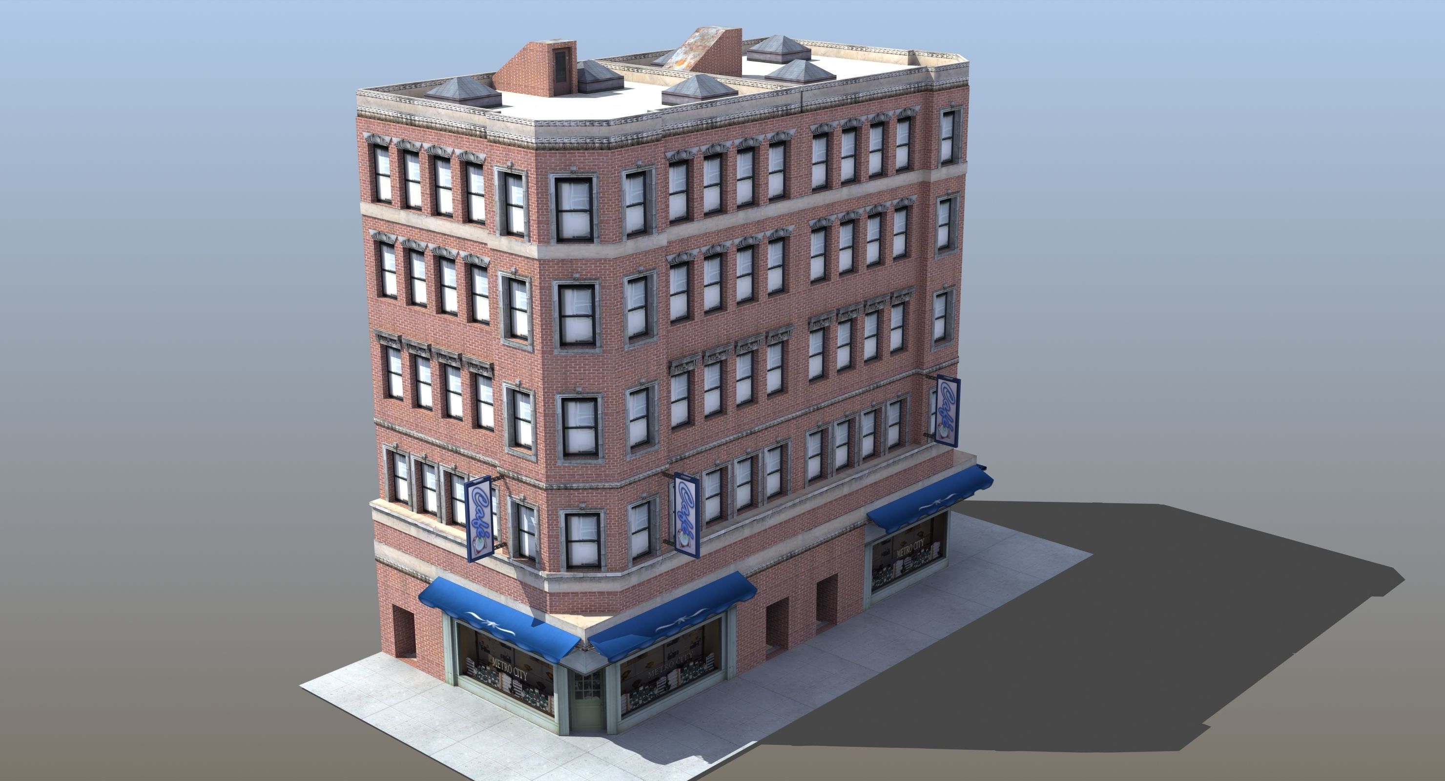 Downtown Store Building Low-poly 3D model_1