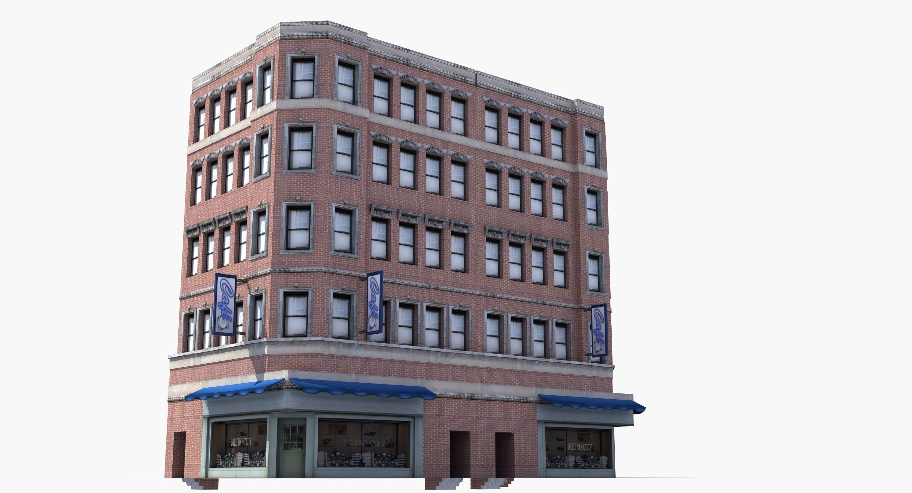 Downtown Store Building Low-poly 3D model_8