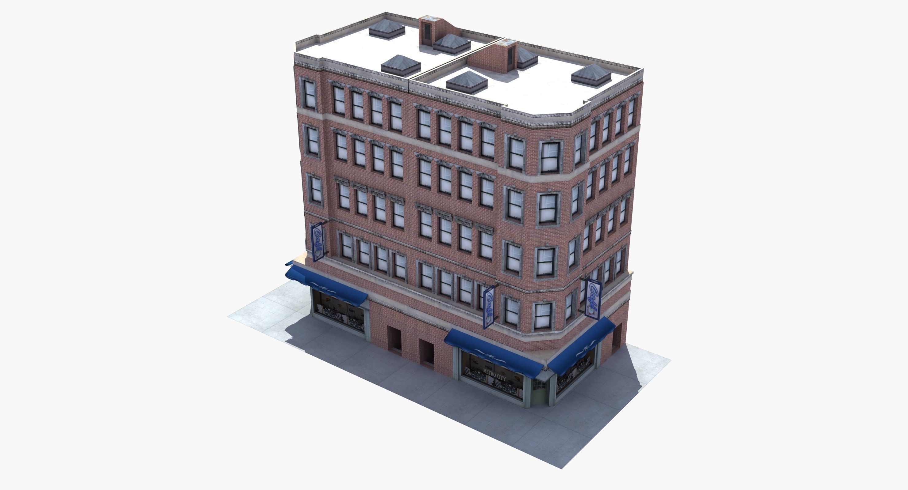 Downtown Store Building Low-poly 3D model_27