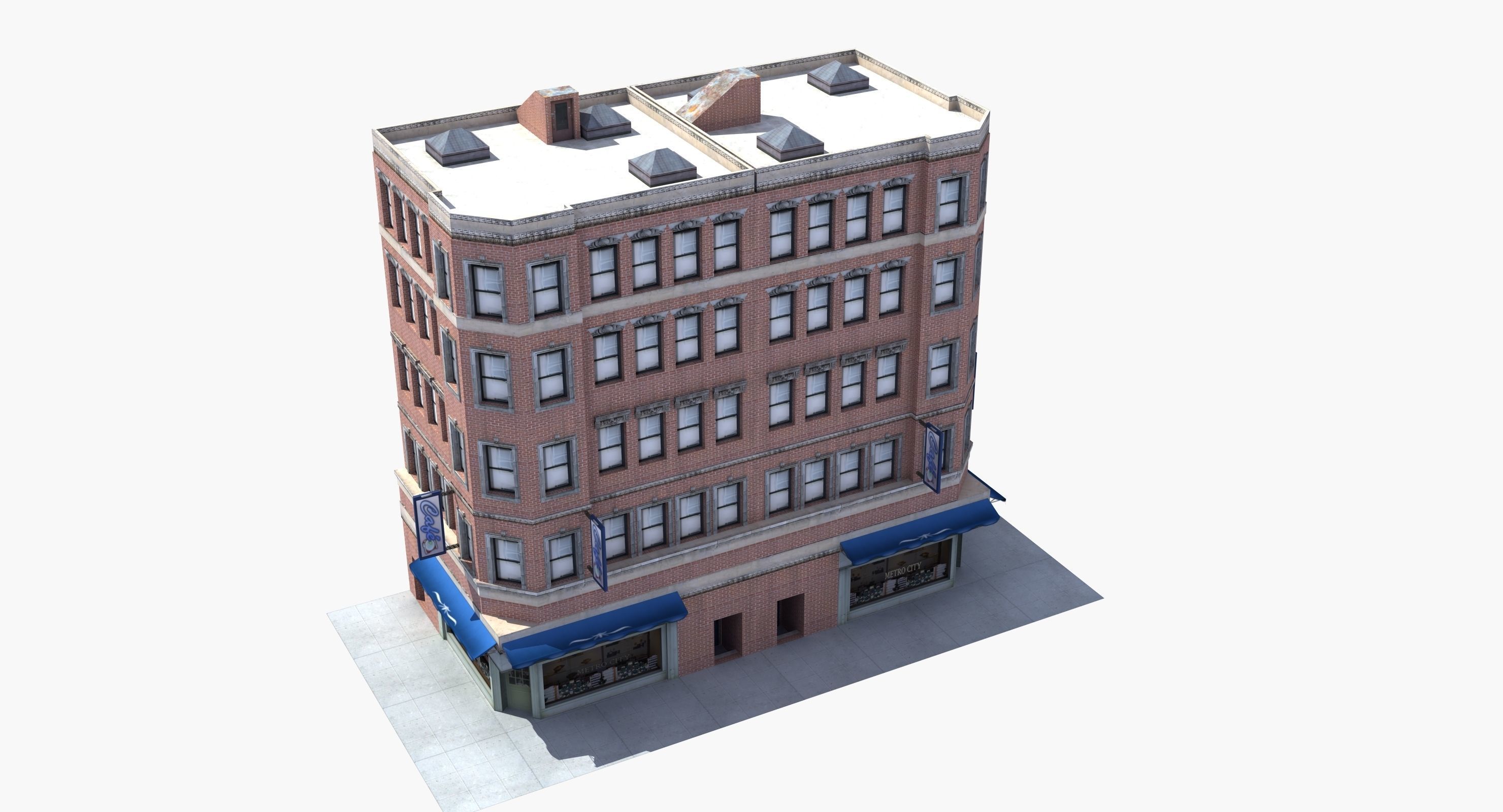 Downtown Store Building Low-poly 3D model_13