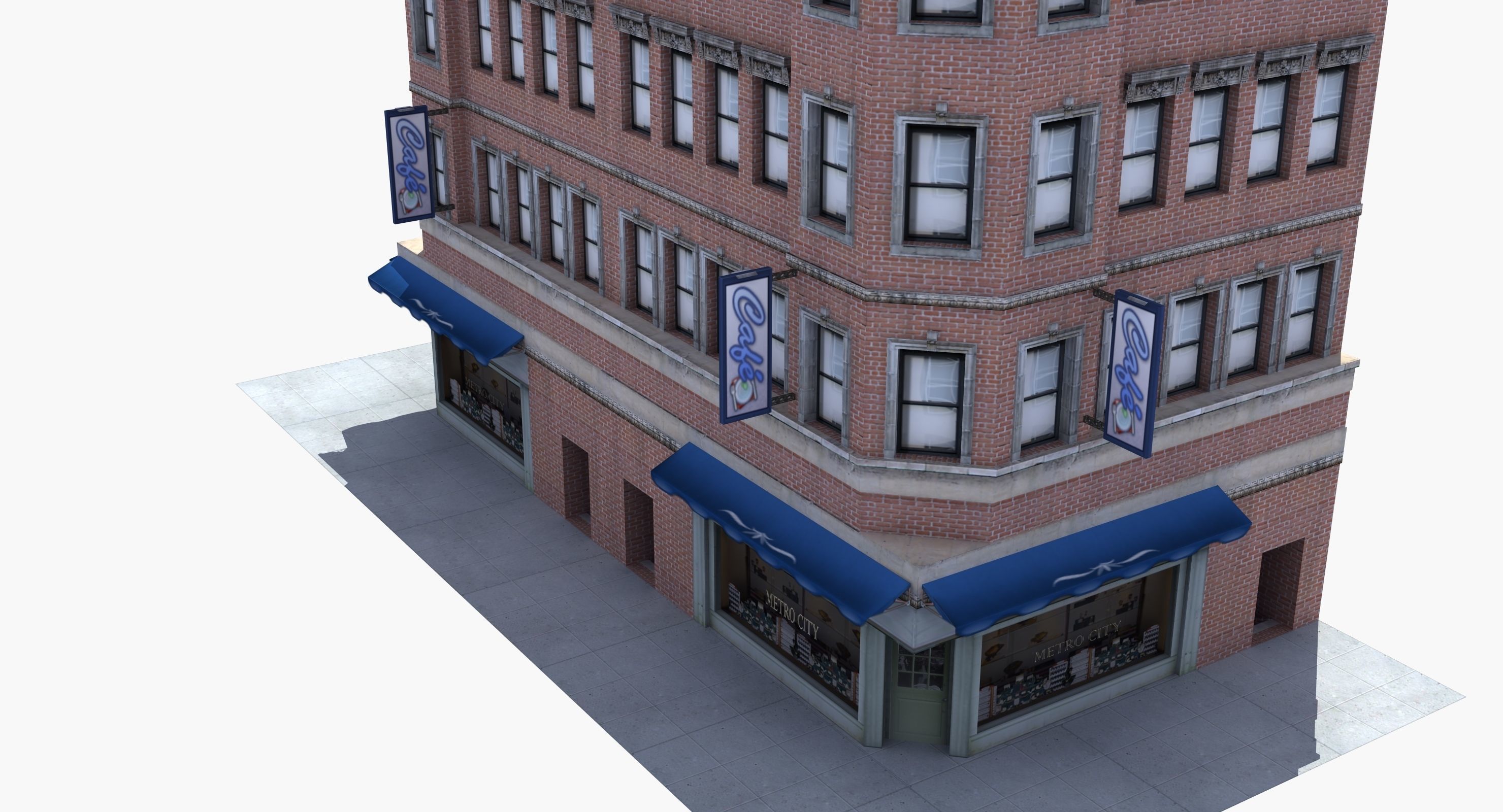 Downtown Store Building Low-poly 3D model_10