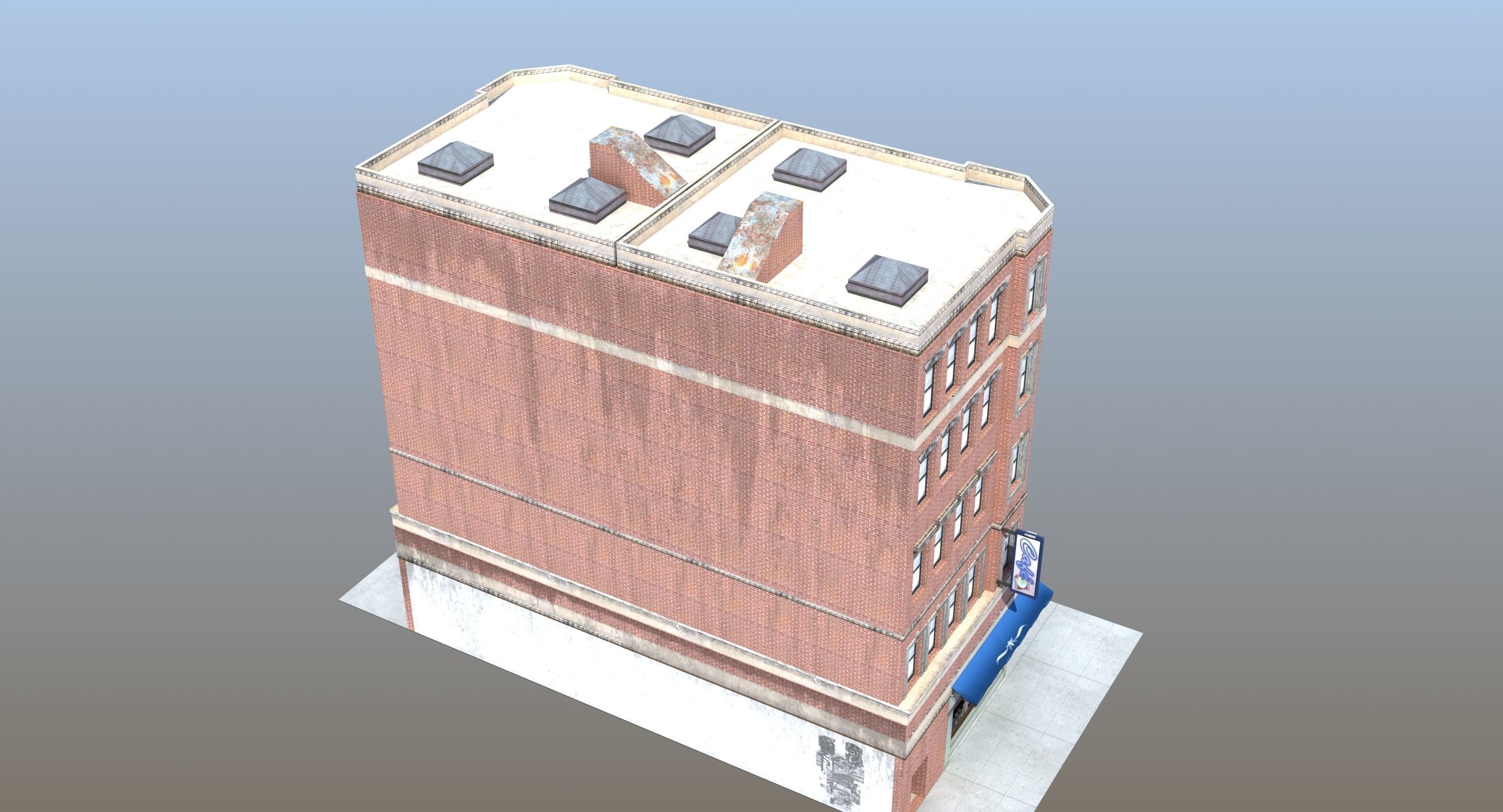 Downtown Store Building Low-poly 3D model_3