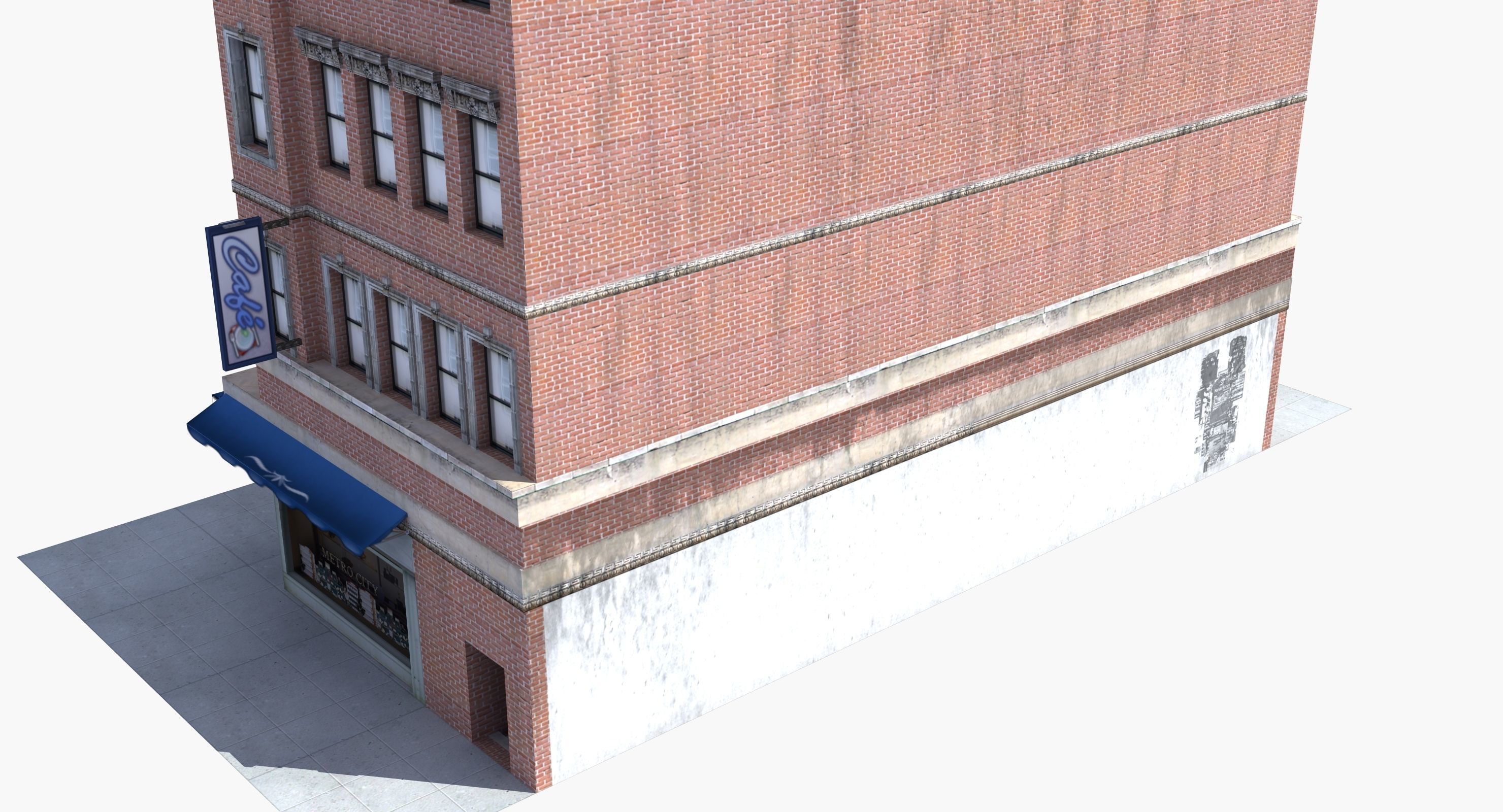 Downtown Store Building Low-poly 3D model_11