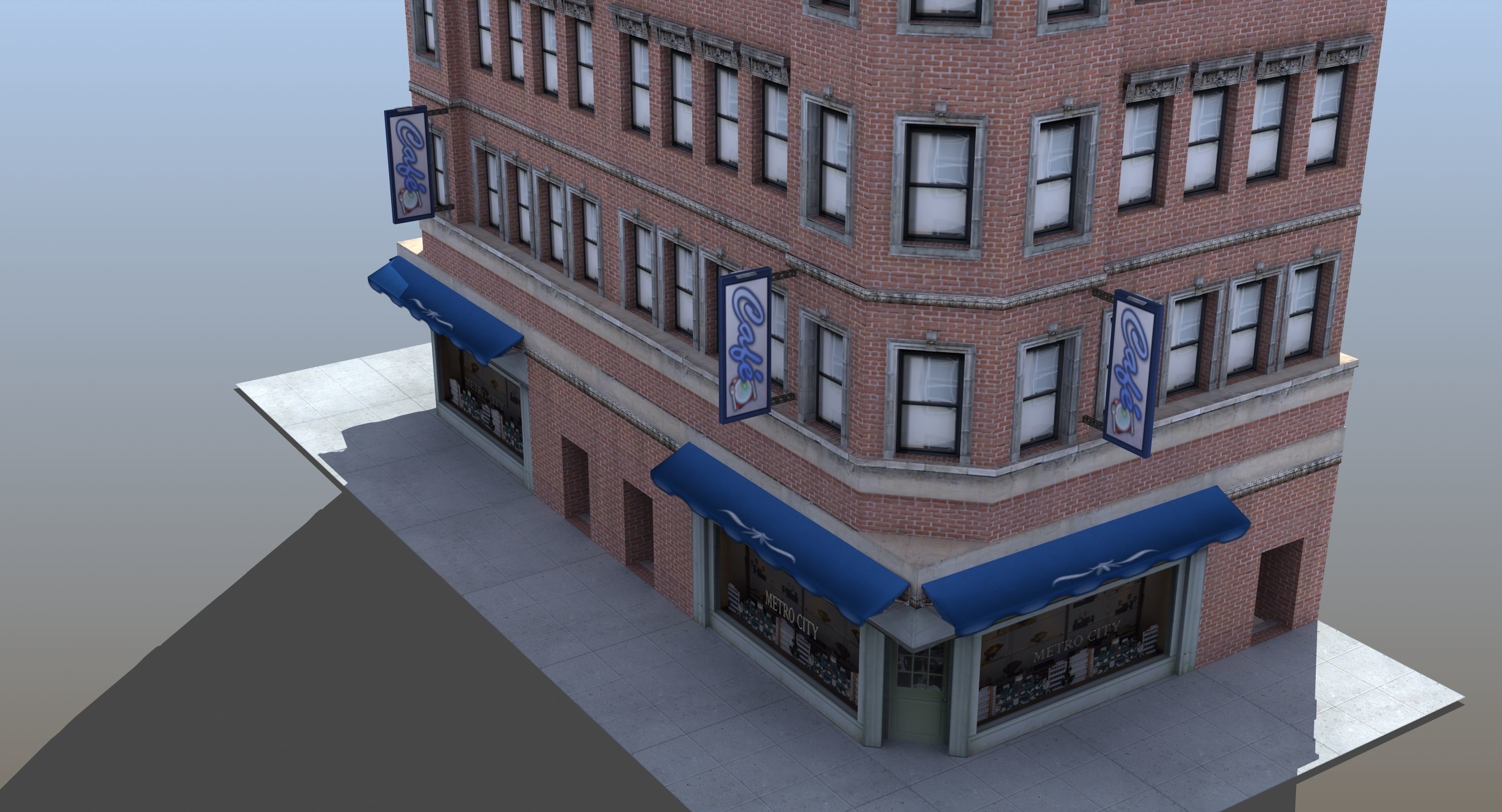 Downtown Store Building Low-poly 3D model_4
