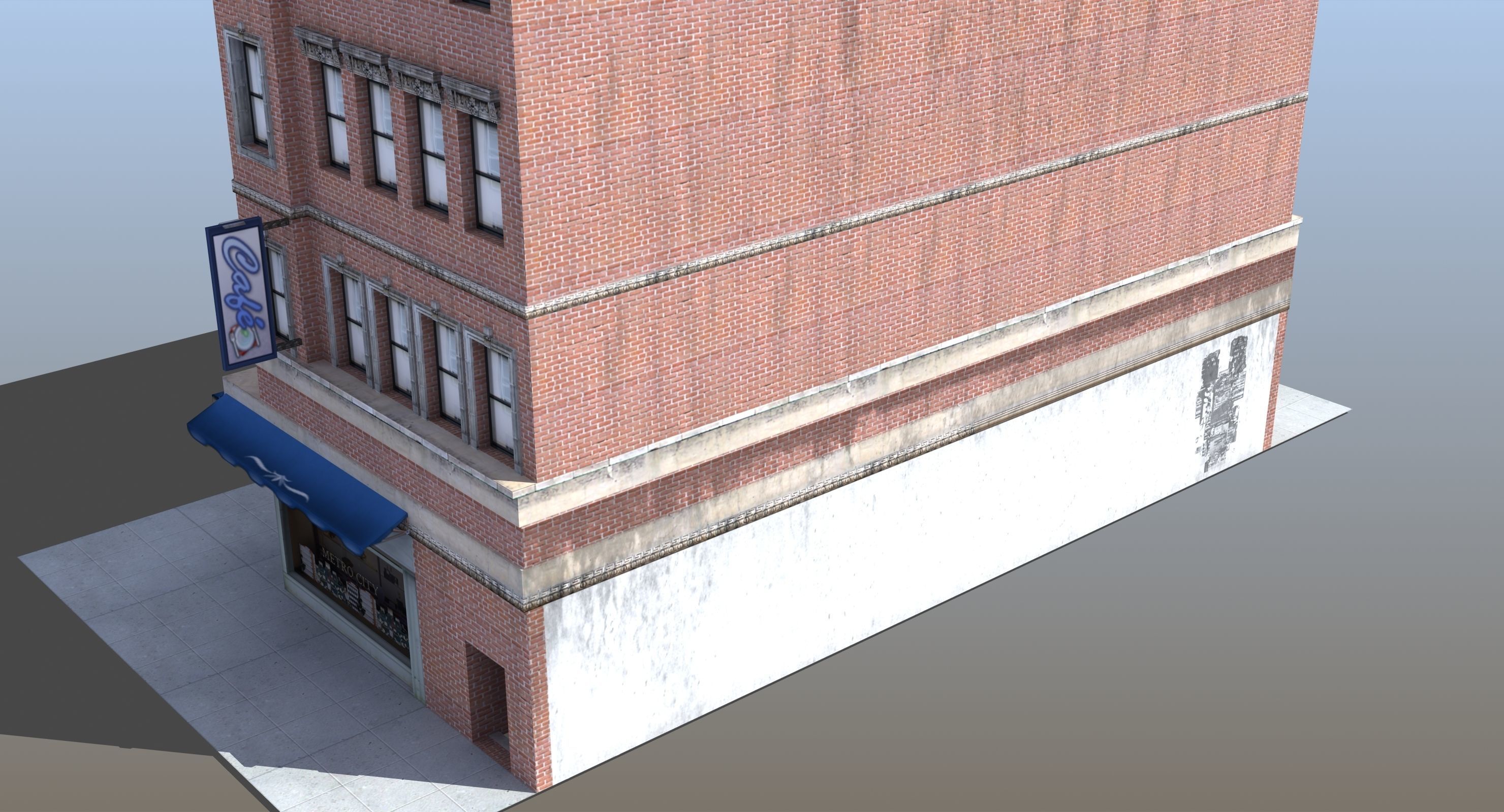 Downtown Store Building Low-poly 3D model_5