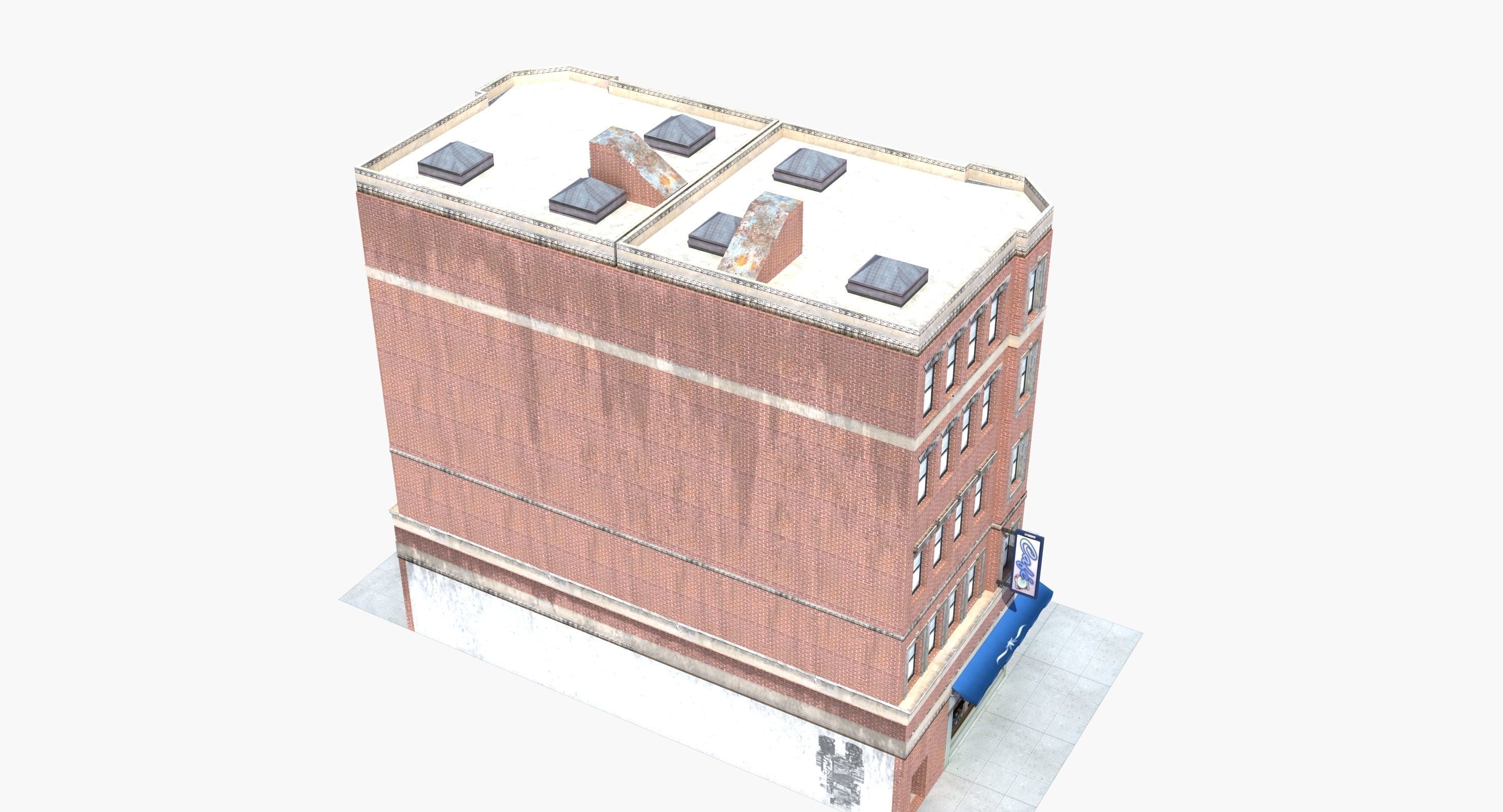 Downtown Store Building Low-poly 3D model_9