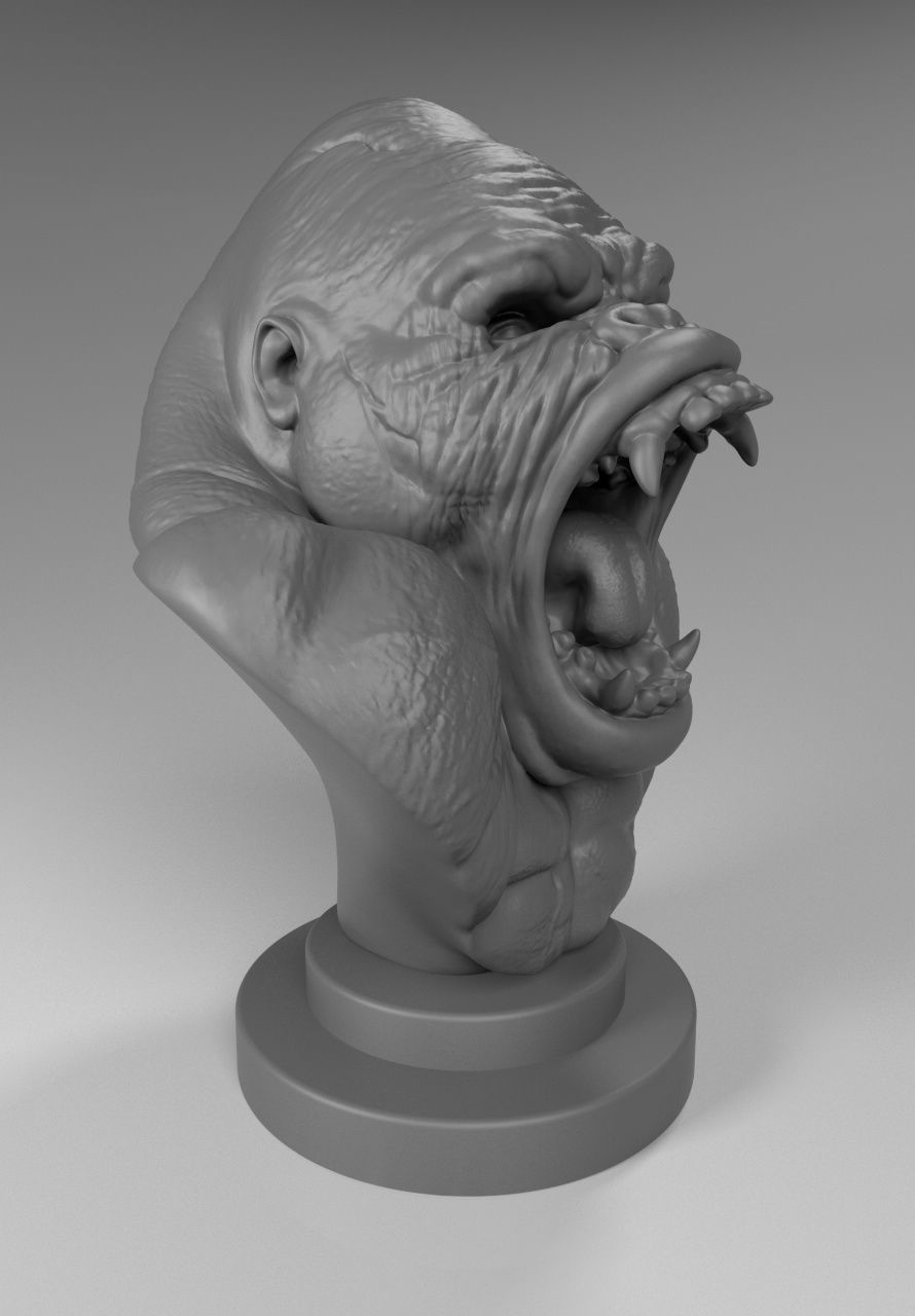 gorilla bust 3D print model_2