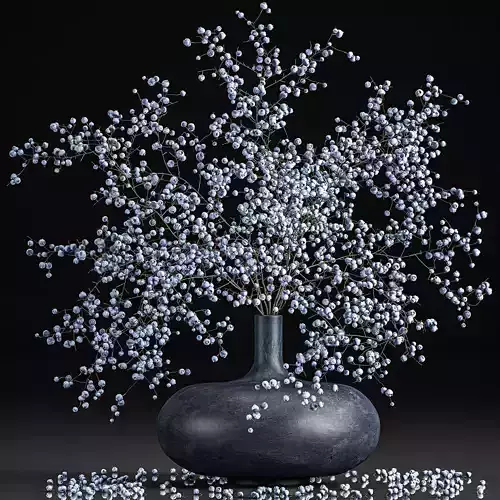 Bouquet of branches with blueberries in a vase 95 3D model