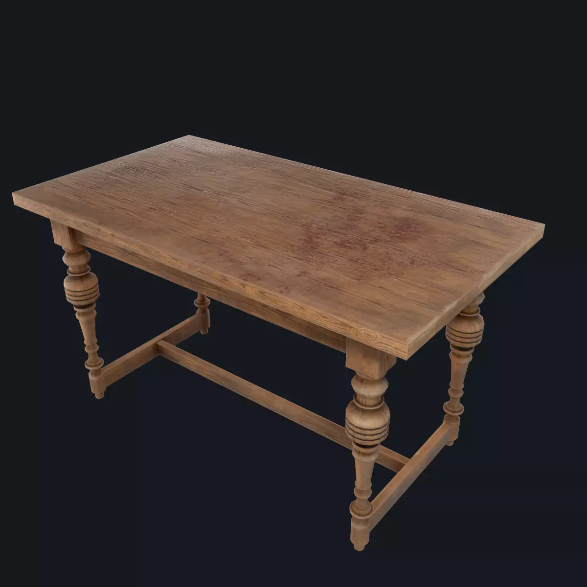 Old table Low-poly 3D model_0