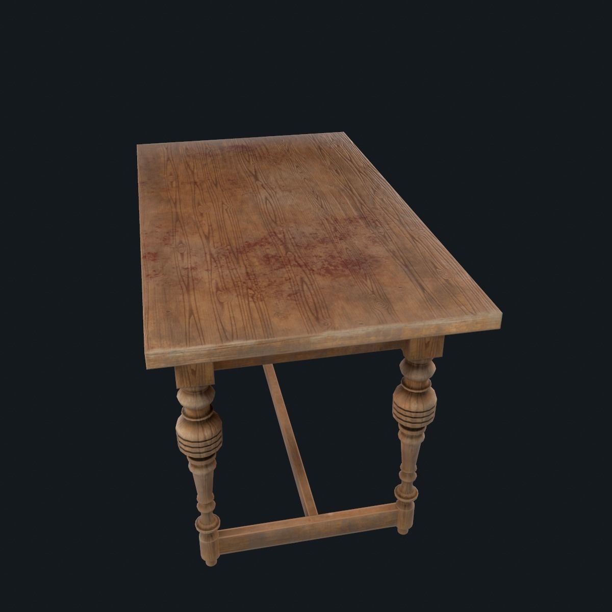 Old table Low-poly 3D model_1