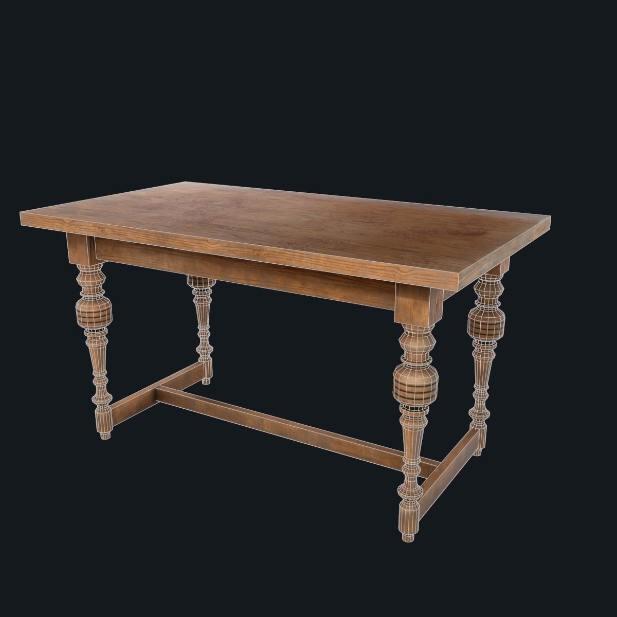 Old table Low-poly 3D model_9