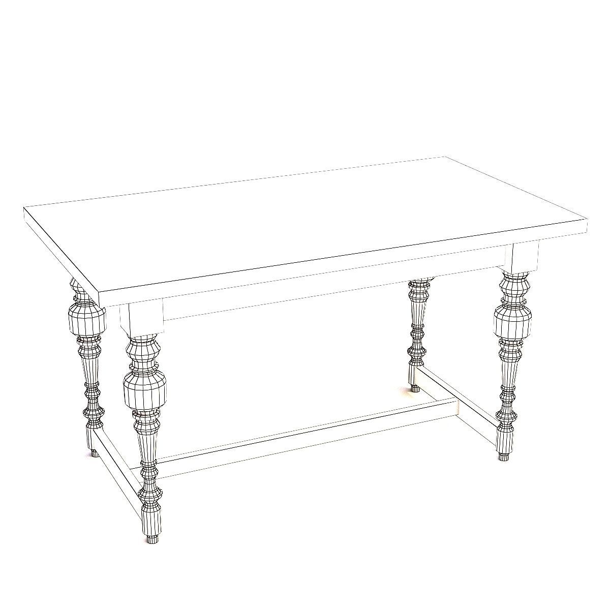 Old table Low-poly 3D model_19