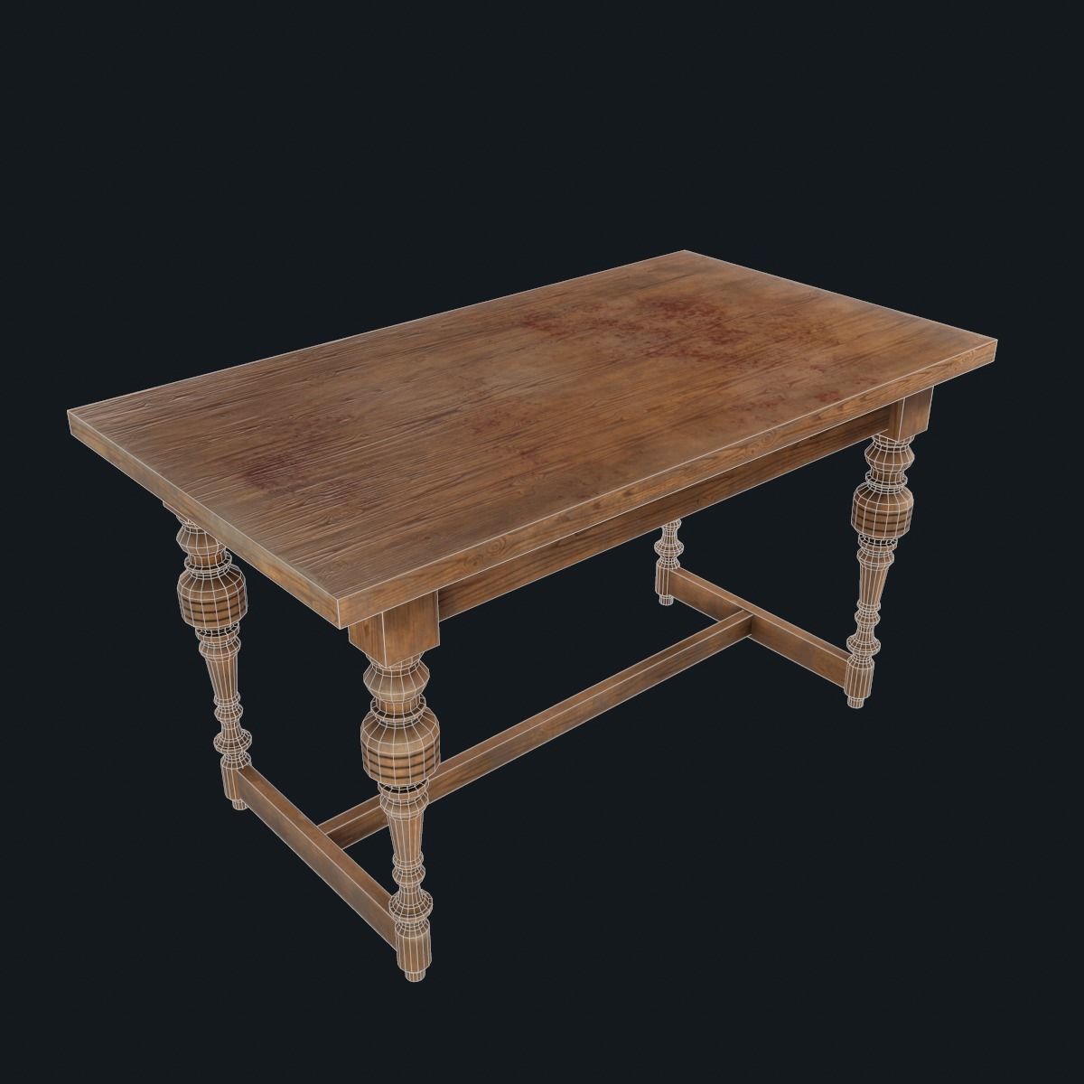 Old table Low-poly 3D model_10