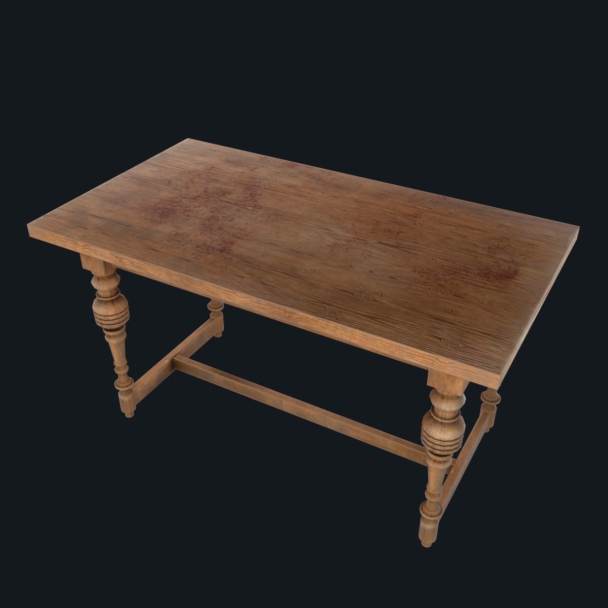 Old table Low-poly 3D model_3