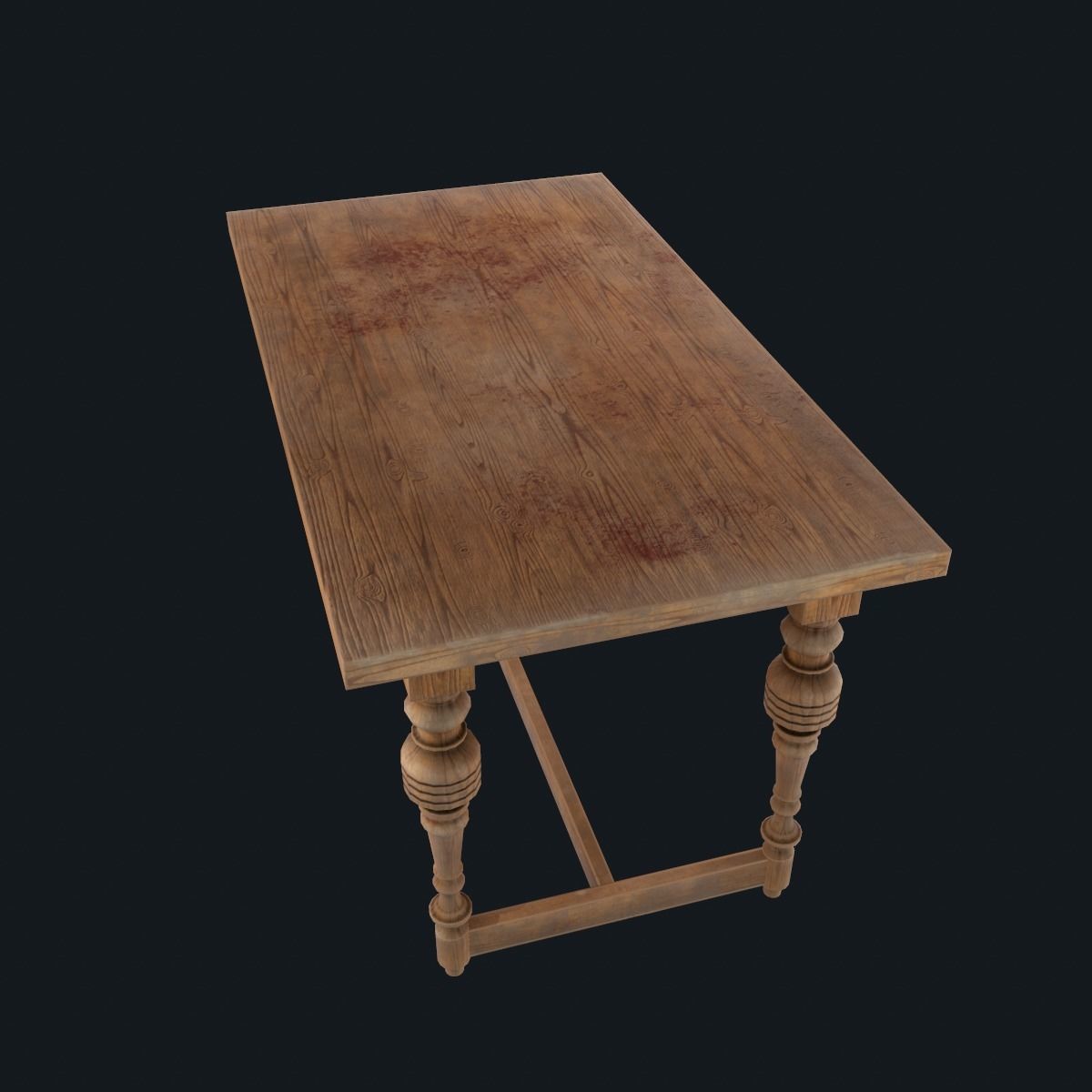 Old table Low-poly 3D model_4