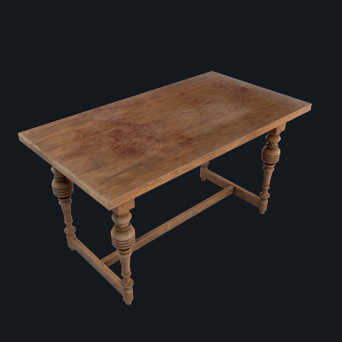 Old table Low-poly 3D model_2