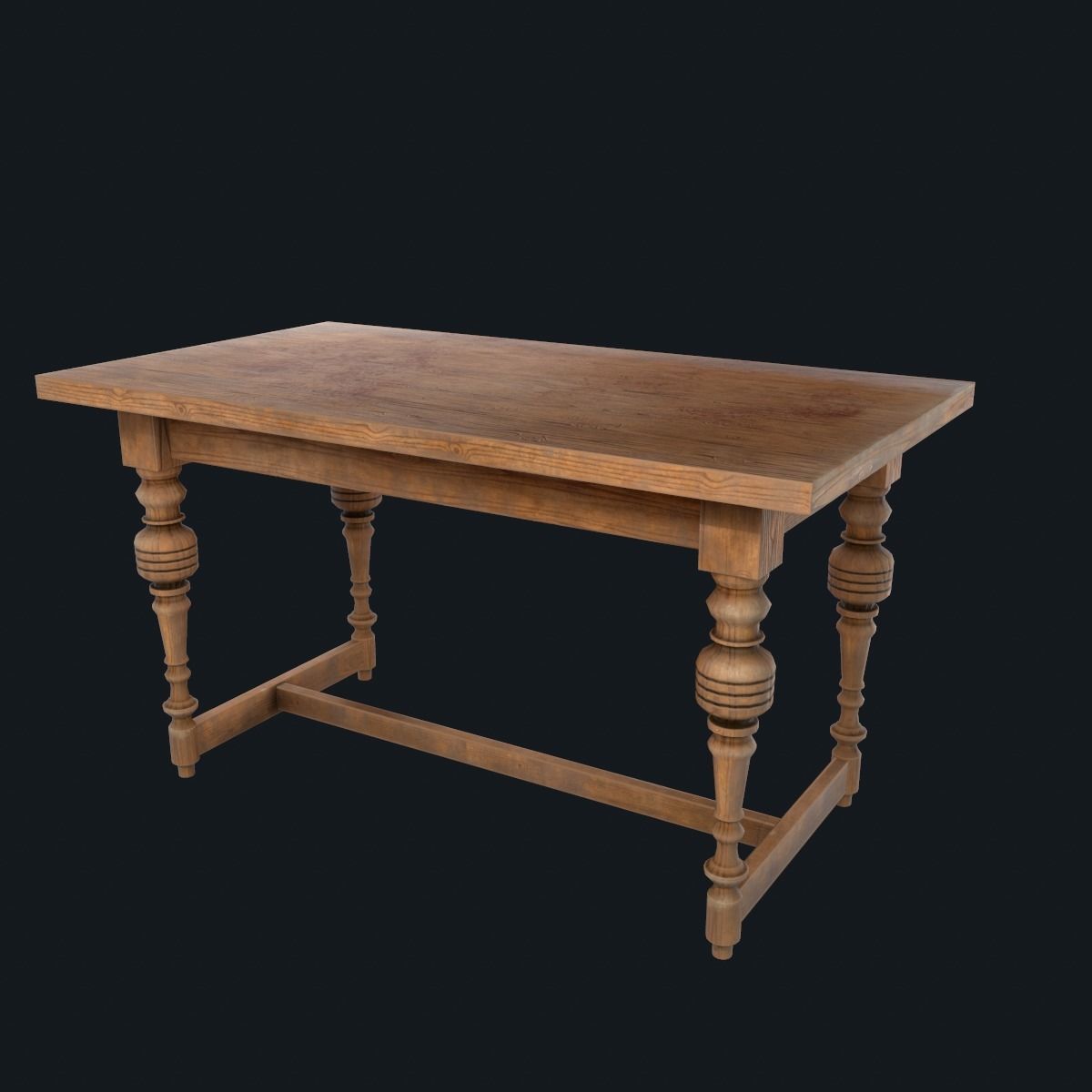 Old table Low-poly 3D model_8