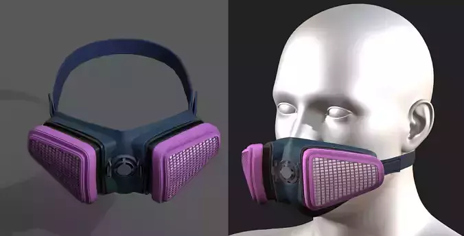 Gas mask protection isolated plastic scifi fantasy  Low-poly 3D model