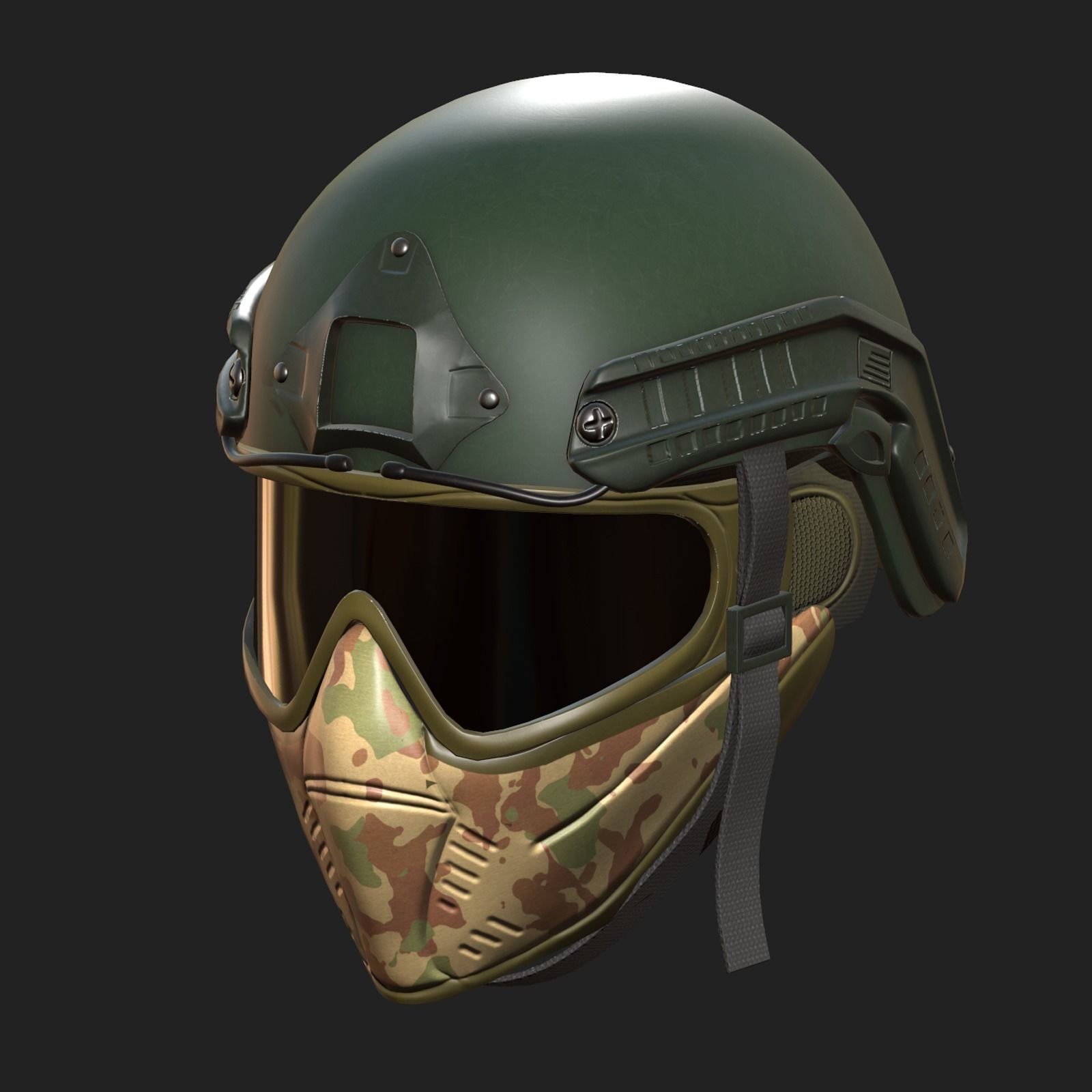 Helmet mask millitary combat soldier armor scifi fantasy  Low-poly 3D model_2