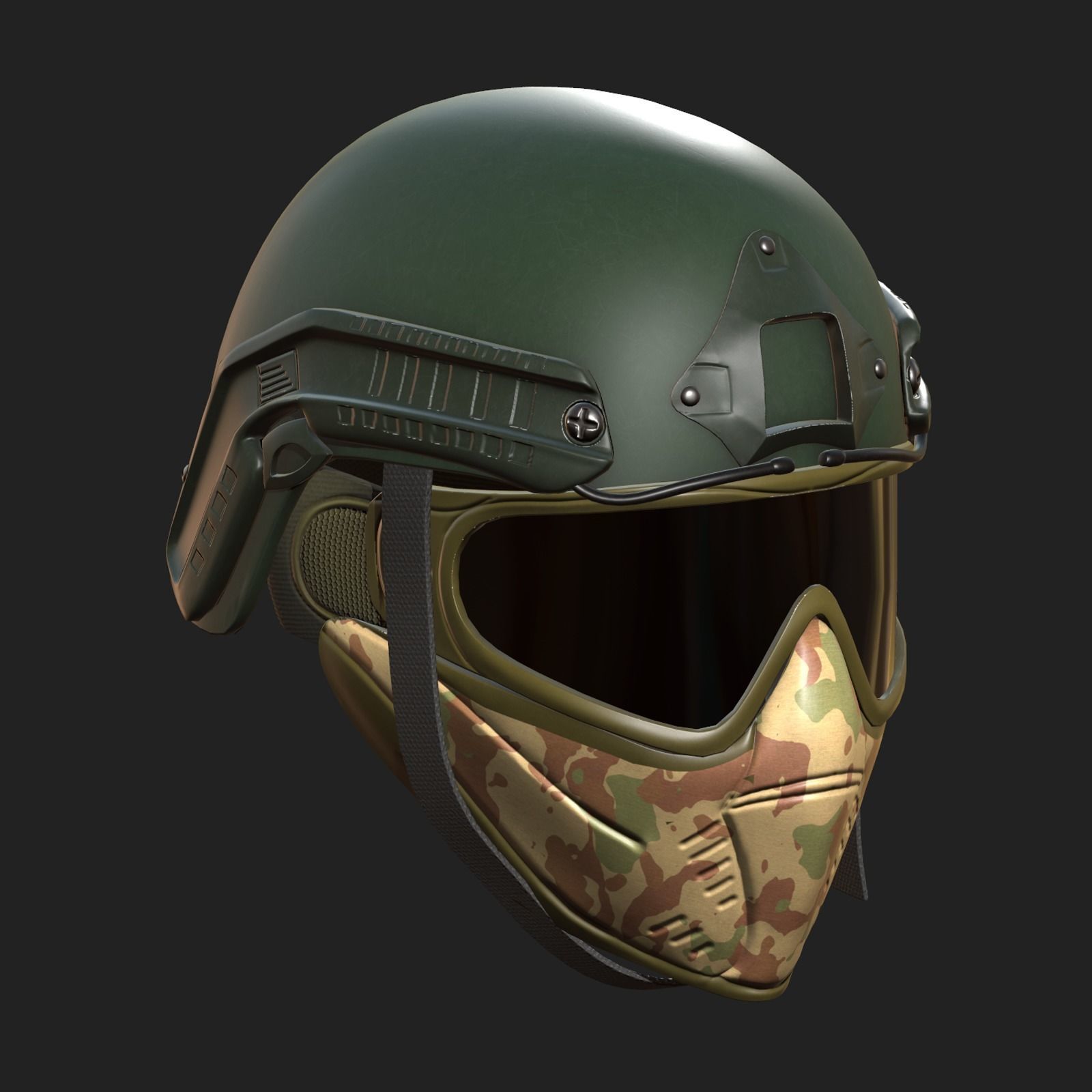 Helmet mask millitary combat soldier armor scifi fantasy  Low-poly 3D model_1