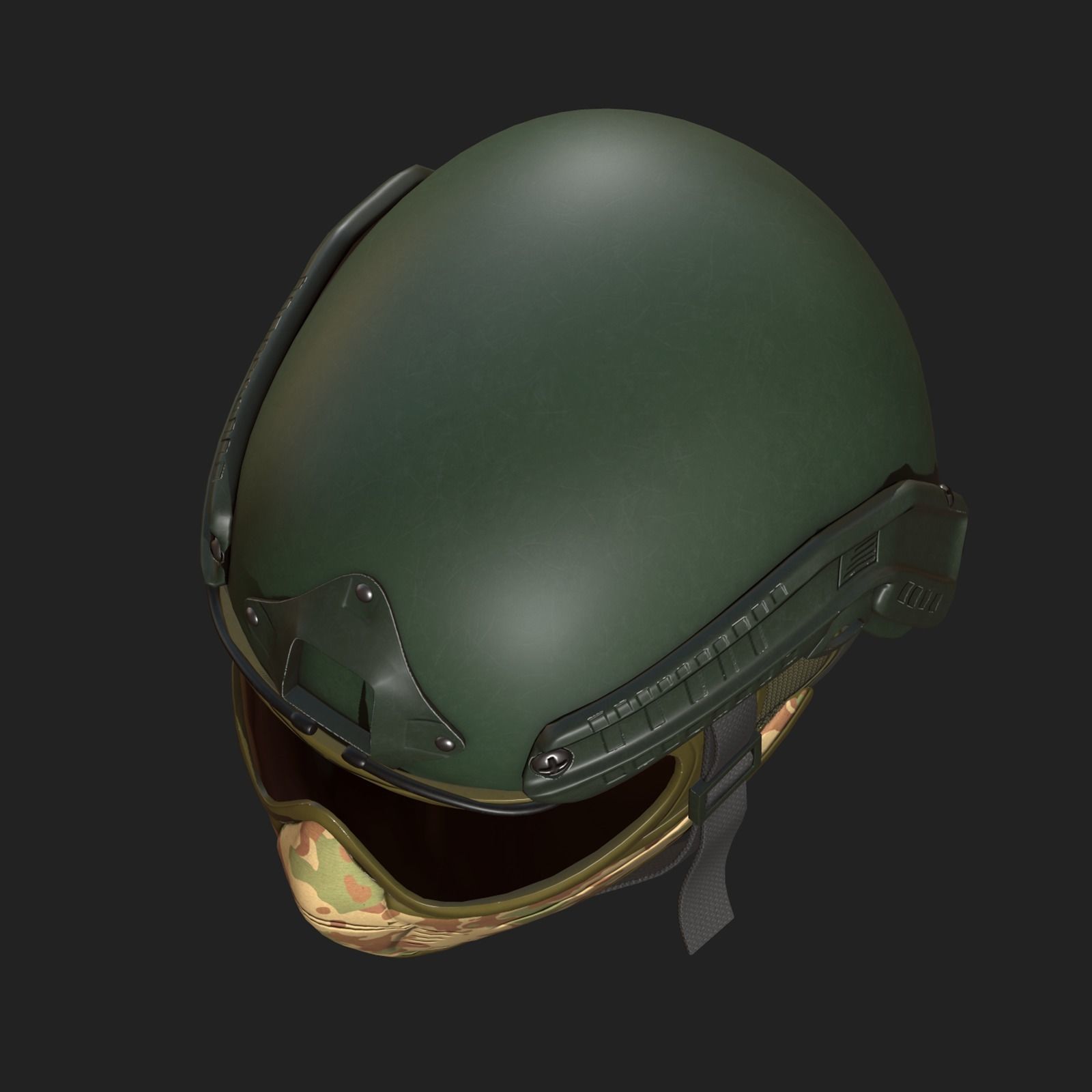 Helmet mask millitary combat soldier armor scifi fantasy  Low-poly 3D model_6