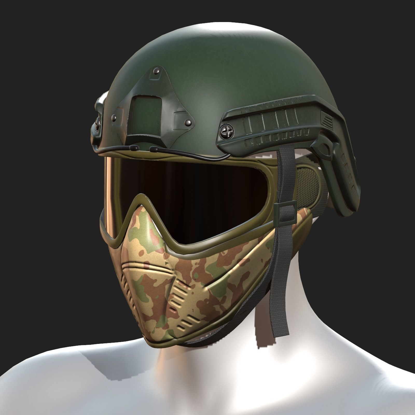 Helmet mask millitary combat soldier armor scifi fantasy  Low-poly 3D model_7