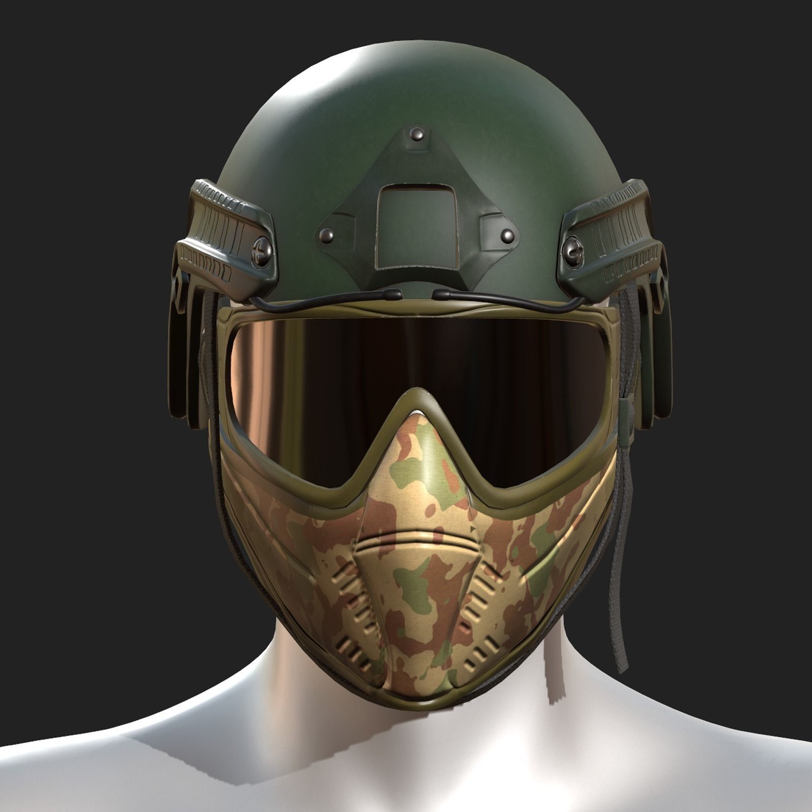 Helmet mask millitary combat soldier armor scifi fantasy  Low-poly 3D model_8