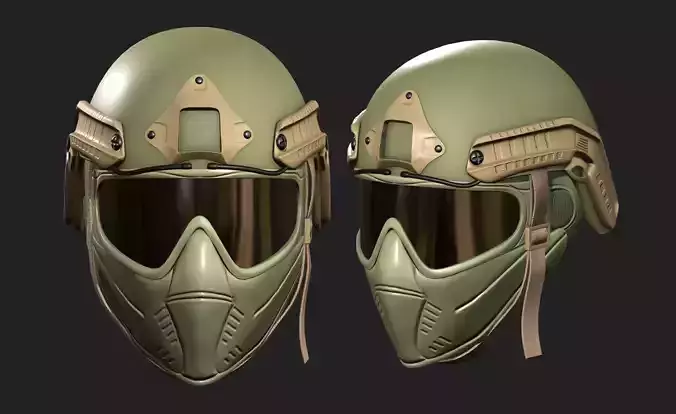 Helmet mask scifi military combat 3d model low poly 