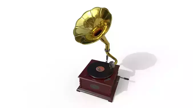 Gramophone and Record Low-poly 3D model
