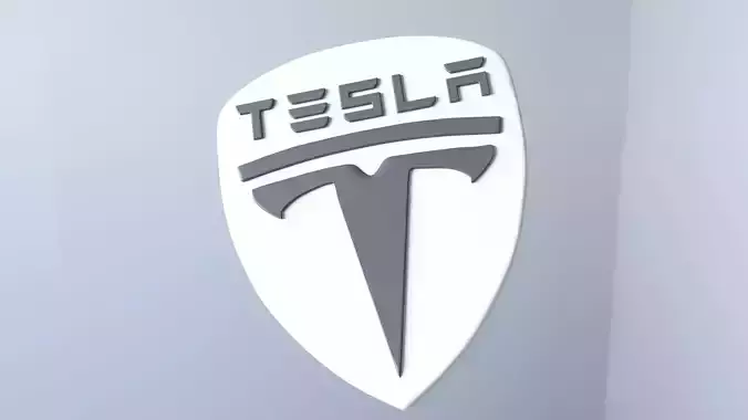 tesla logo on wall