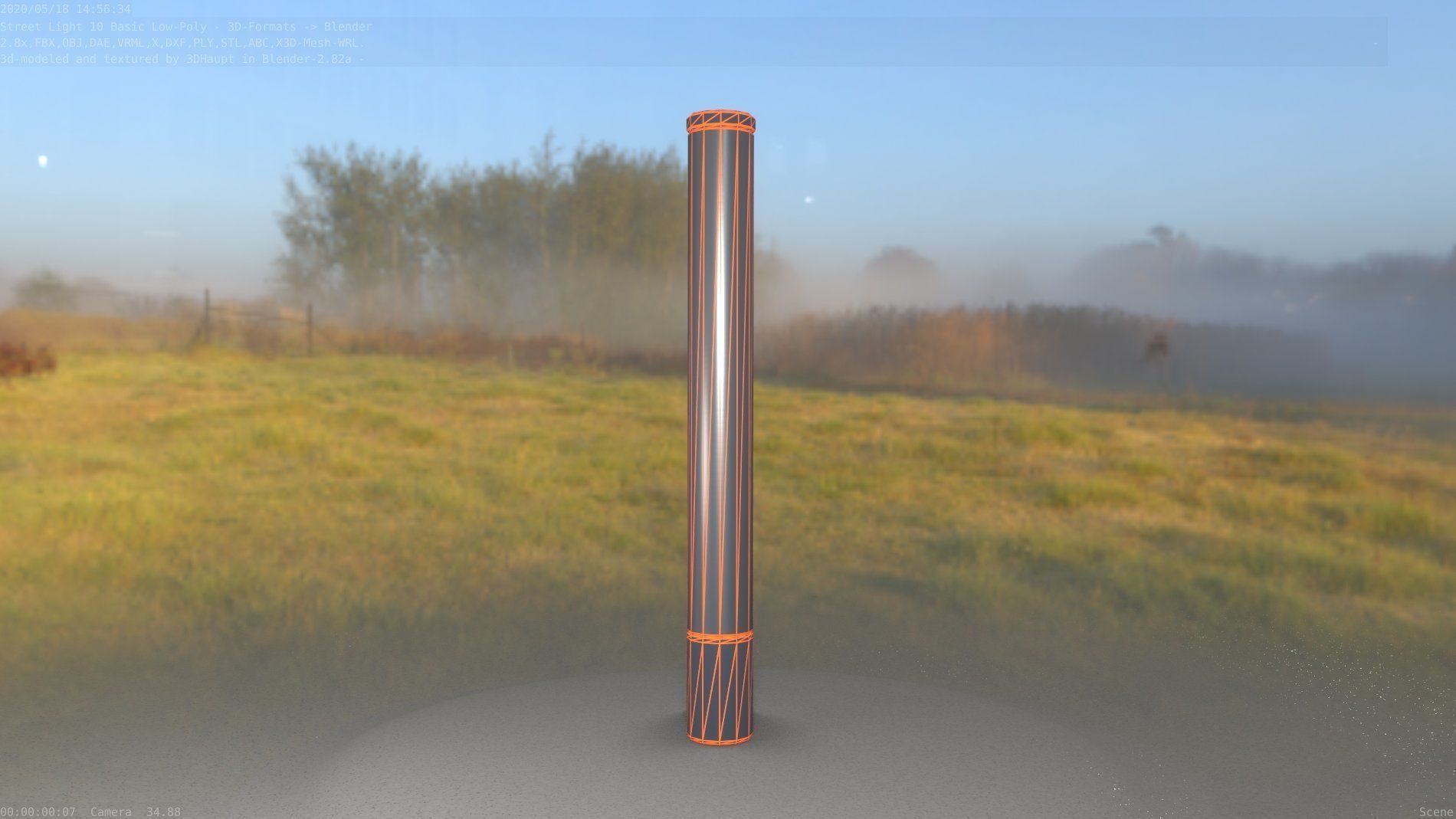 Street Light 10 Basic Low-Poly 180mm Low-poly 3D model_9