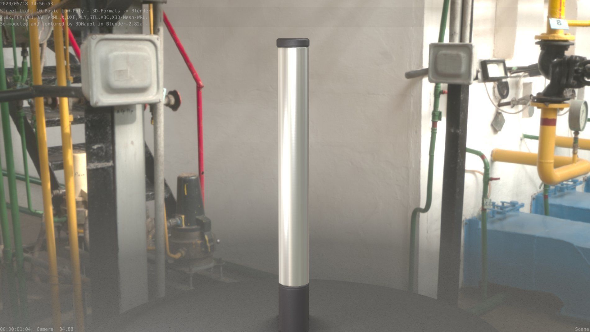 Street Light 10 Basic Low-Poly 180mm Low-poly 3D model_29