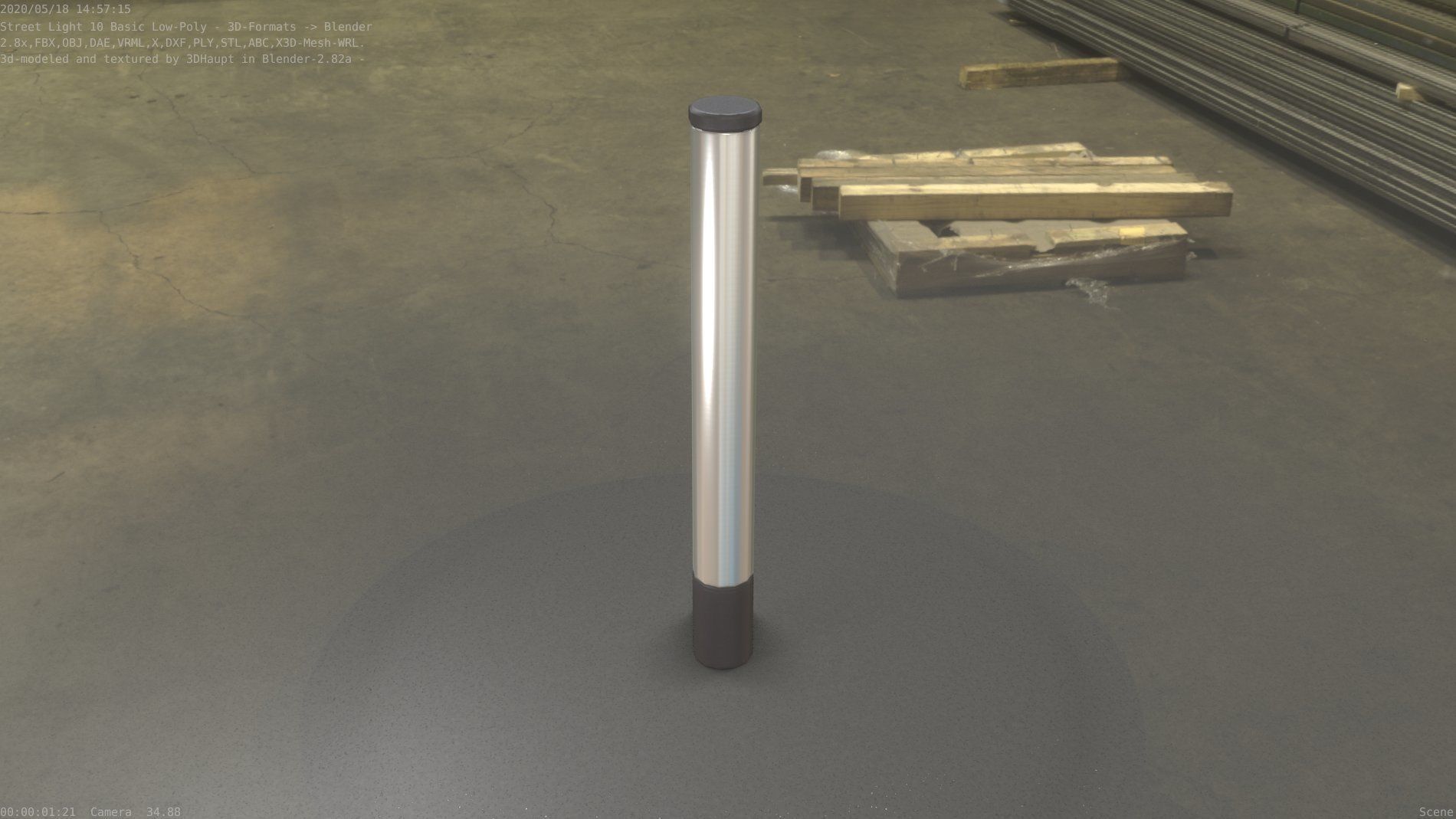 Street Light 10 Basic Low-Poly 180mm Low-poly 3D model_46