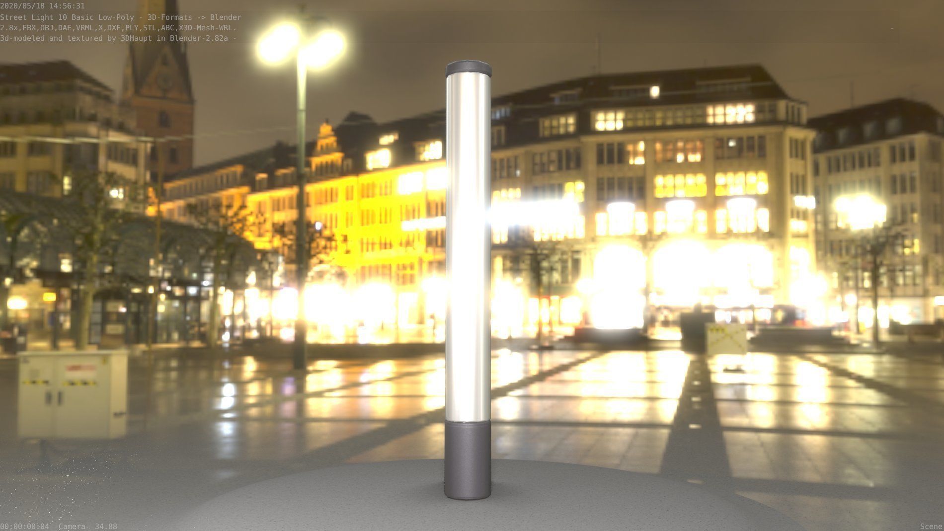 Street Light 10 Basic Low-Poly 180mm Low-poly 3D model_6