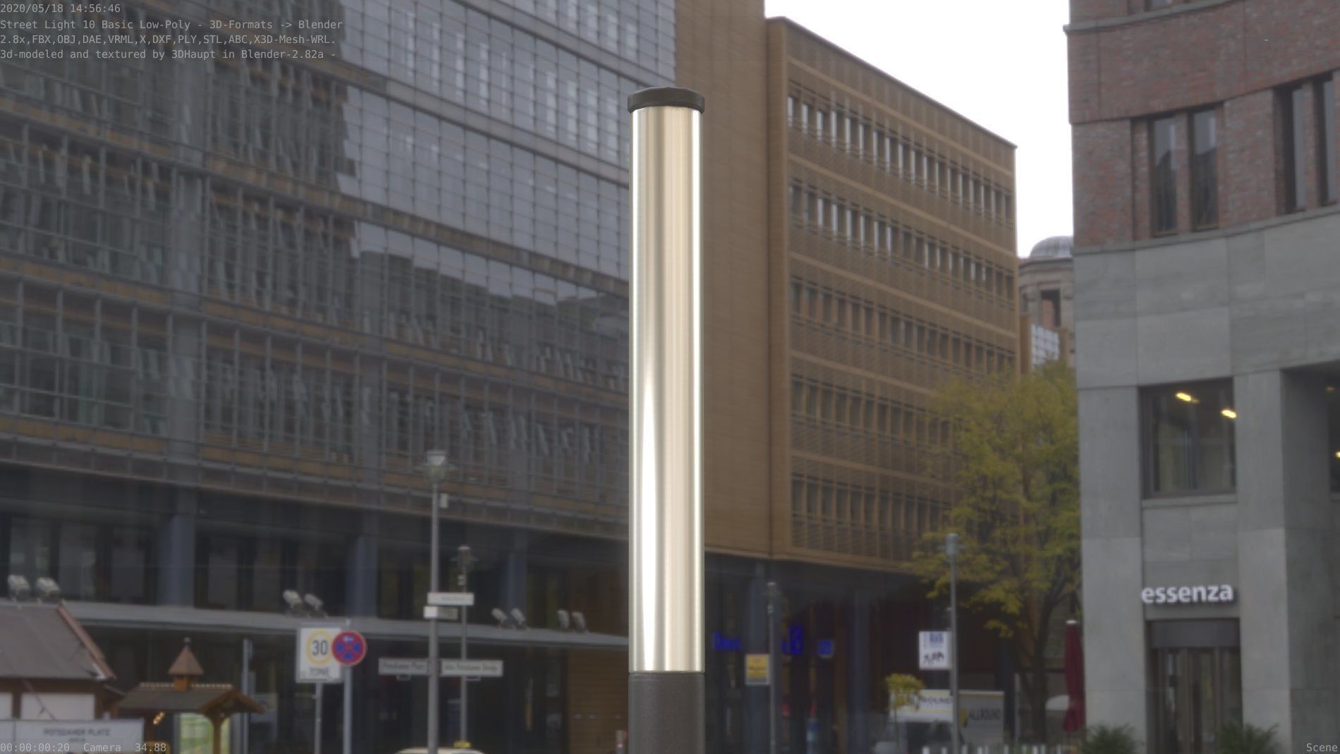 Street Light 10 Basic Low-Poly 180mm Low-poly 3D model_21