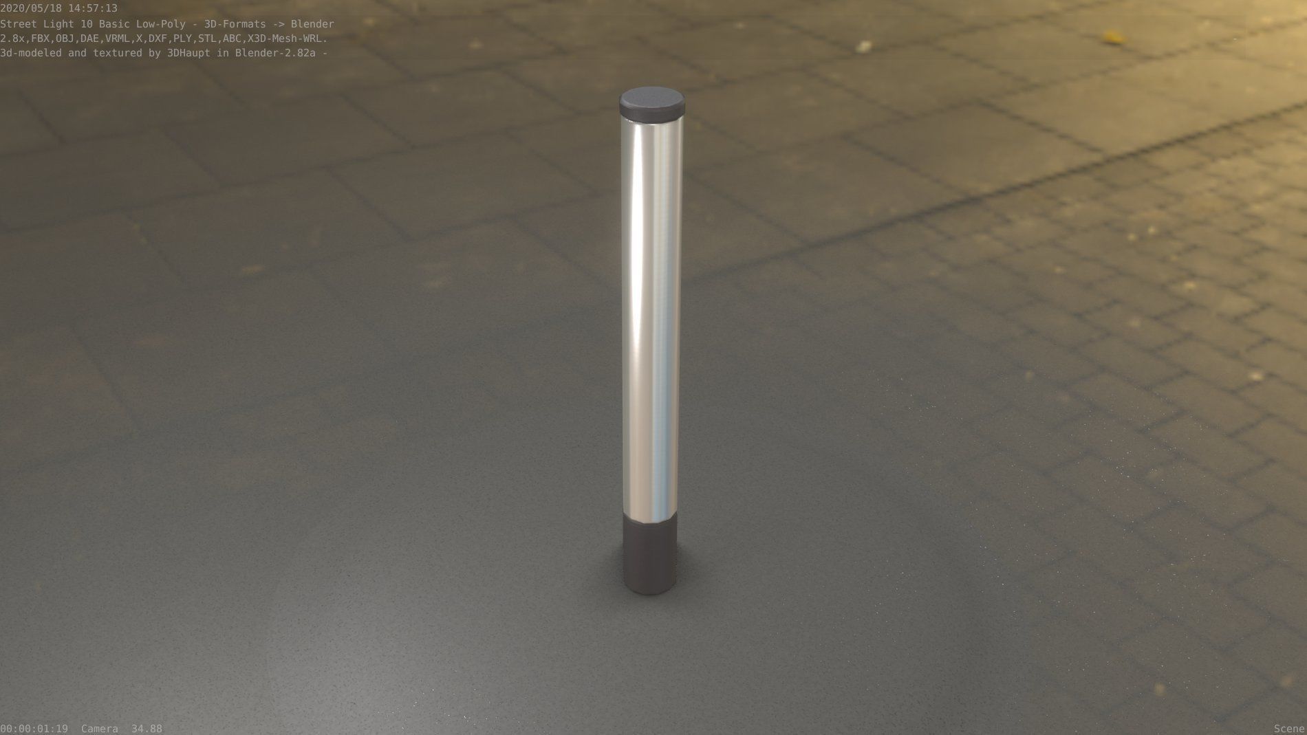 Street Light 10 Basic Low-Poly 180mm Low-poly 3D model_44